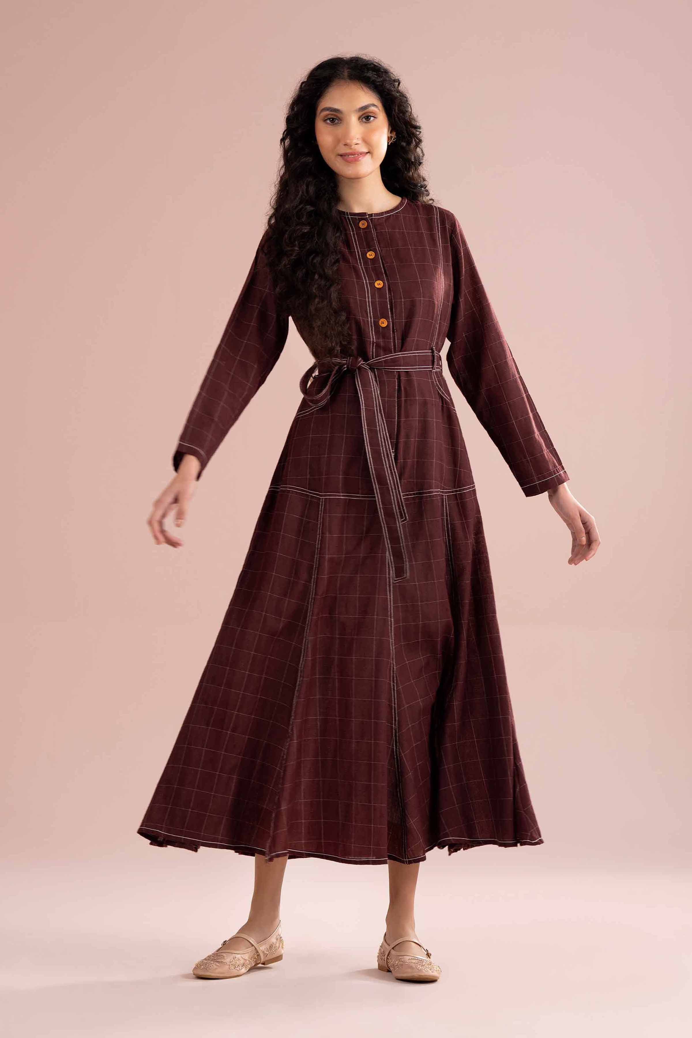 Nishat UK - Red Solids Jacquard 1 Piece Ready To Wear Dress
