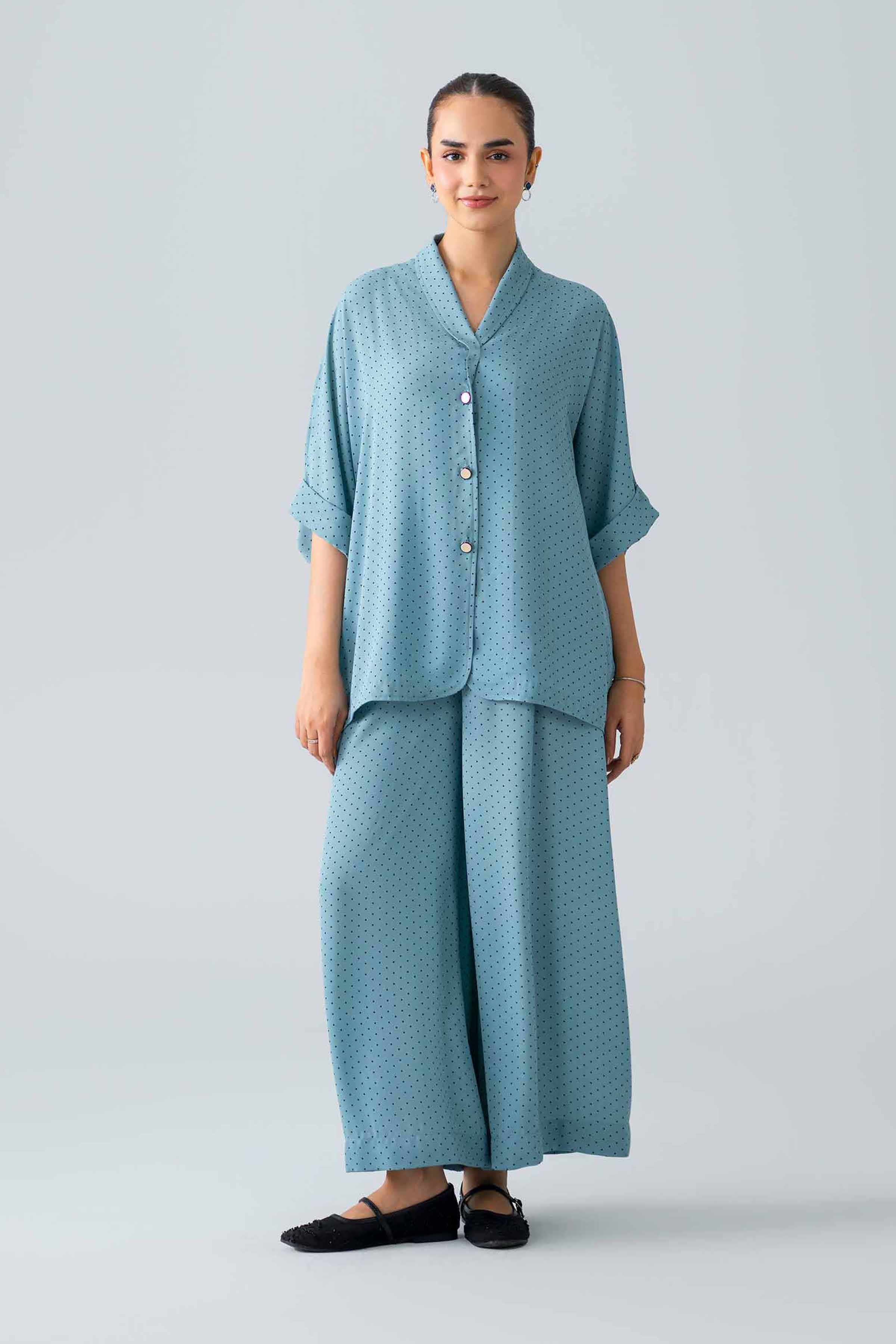 Nishat UK - Blue Printed Georgette 2 Pieces ready to wear Dress