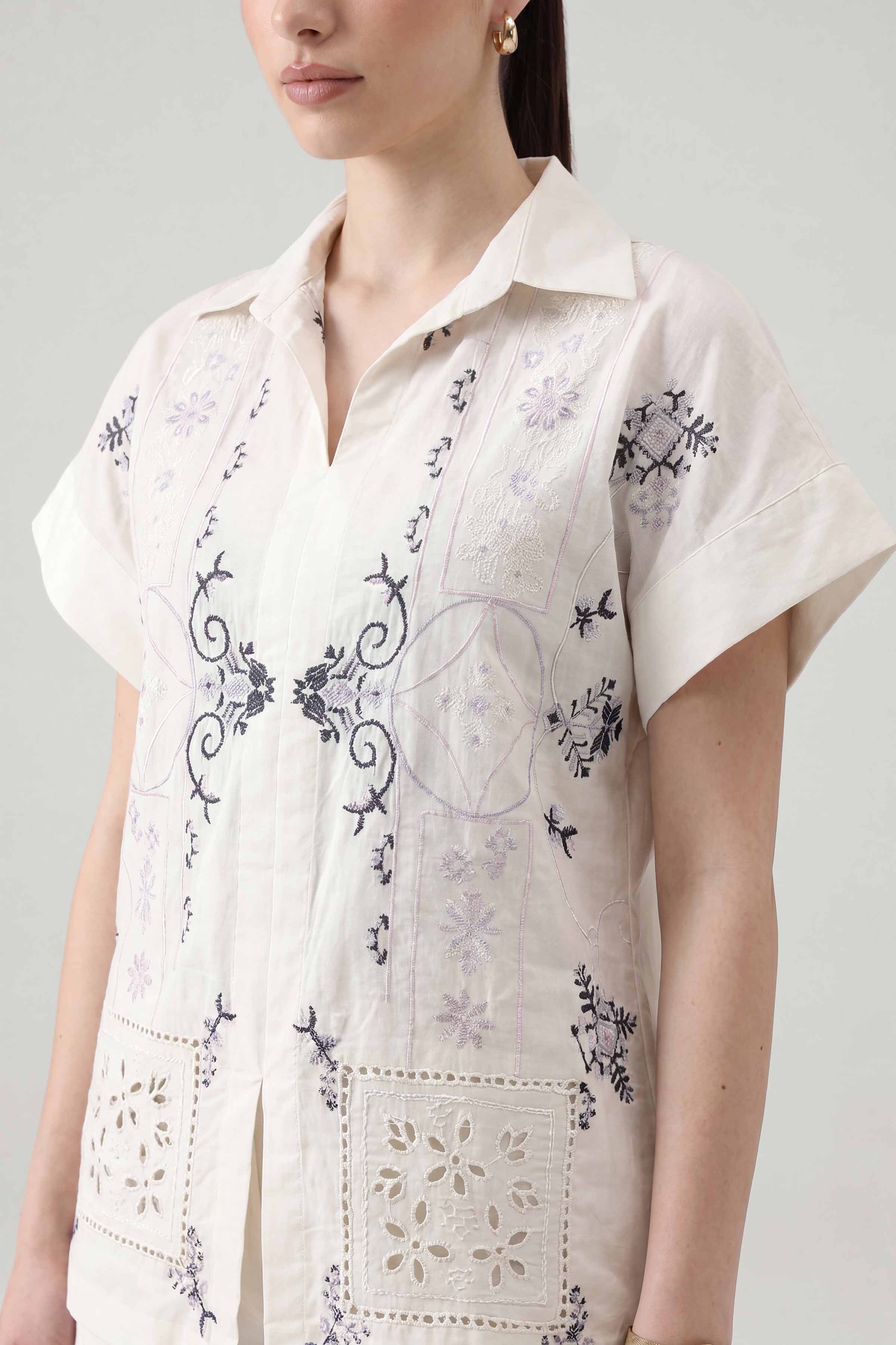 Nishat UK - White Embroidered Cambric 2 Pieces ready to wear Dress