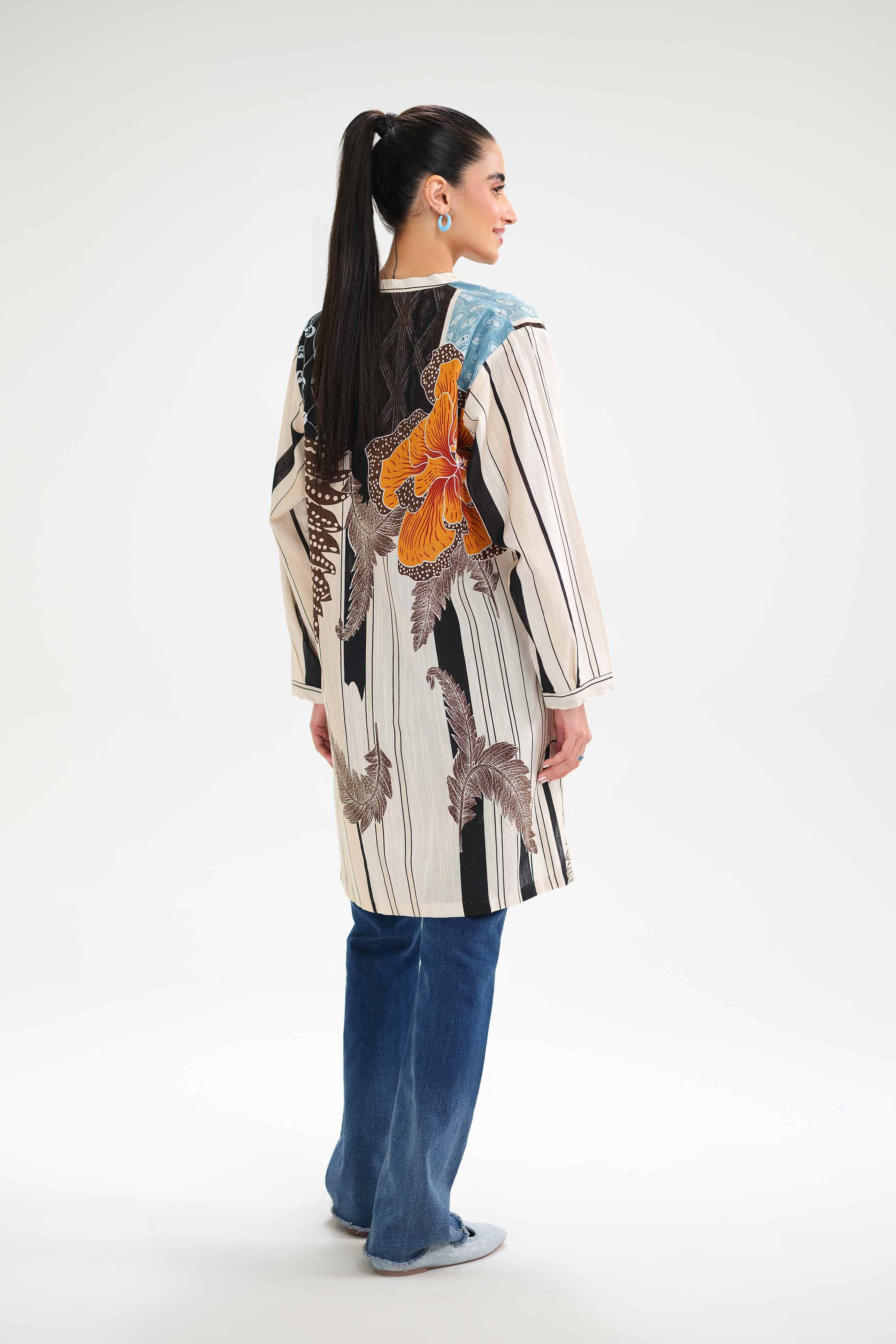 NishatUK - Beige Printed Khaddar 1-piece ready to wear Tunic