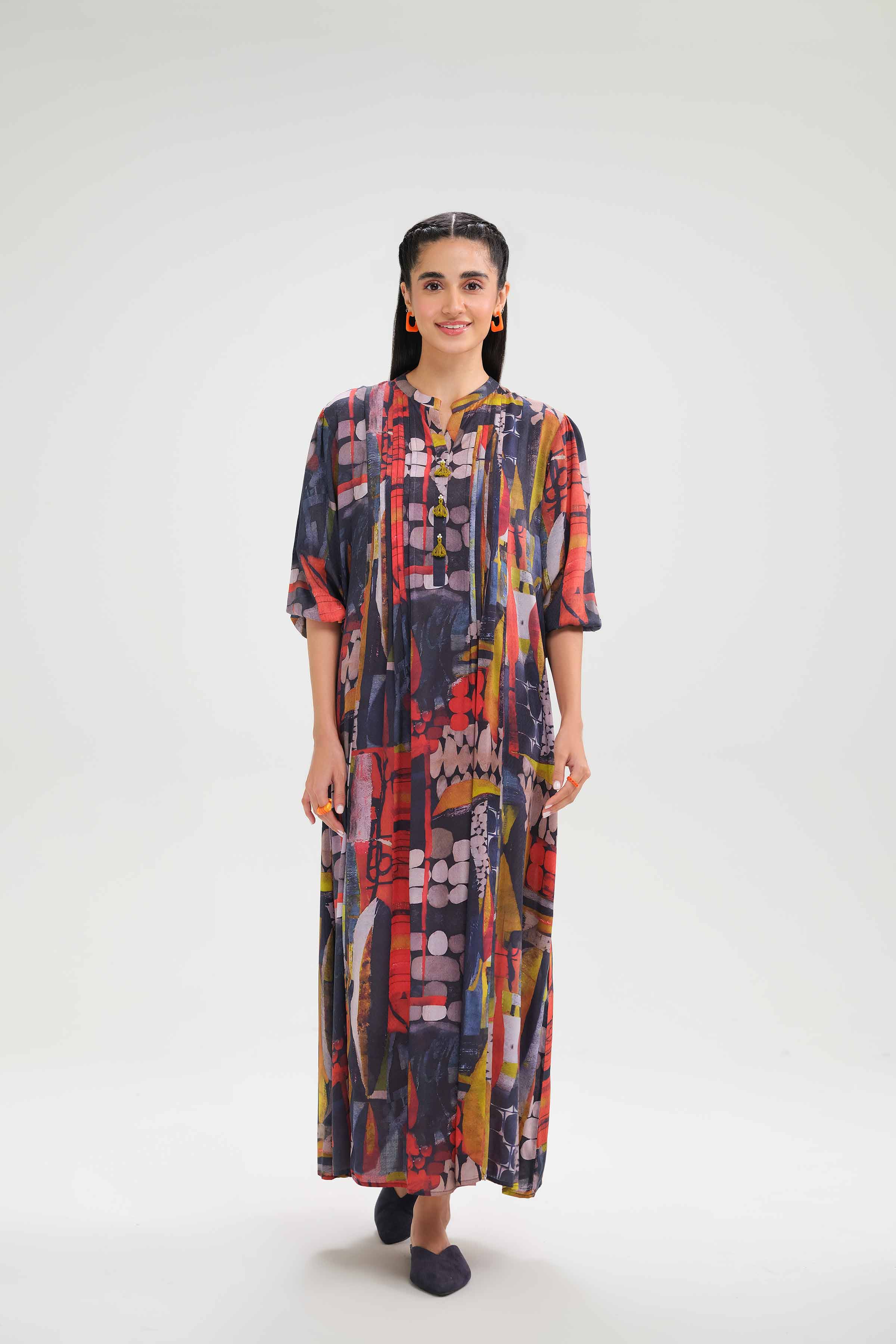 NishatUK - Multi Printed  Micro Modal 1-piece ready to wear Long Dress