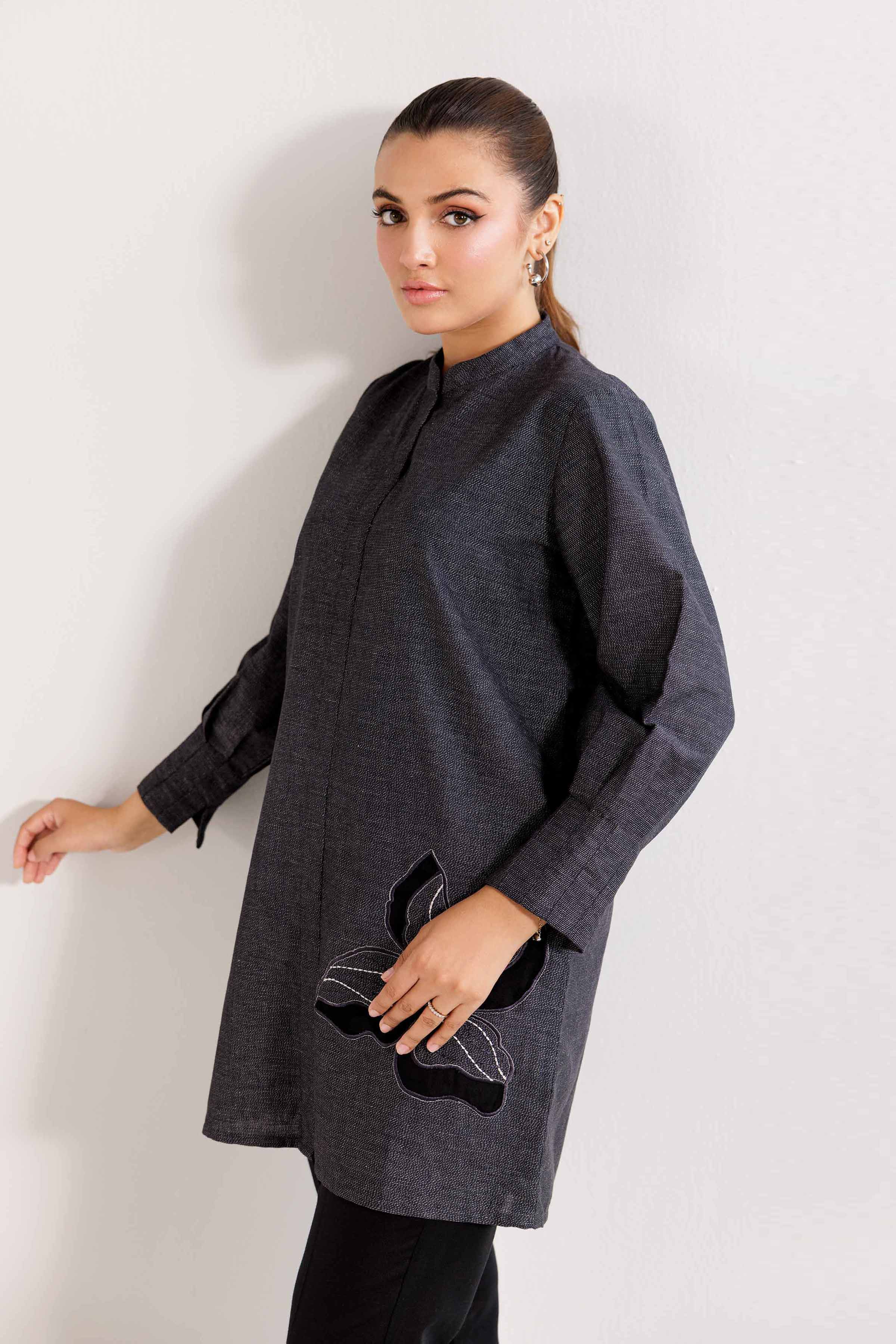 NishatUK - Brown Embroidered   Yarn Dyed 1-piece ready to wear Tunic