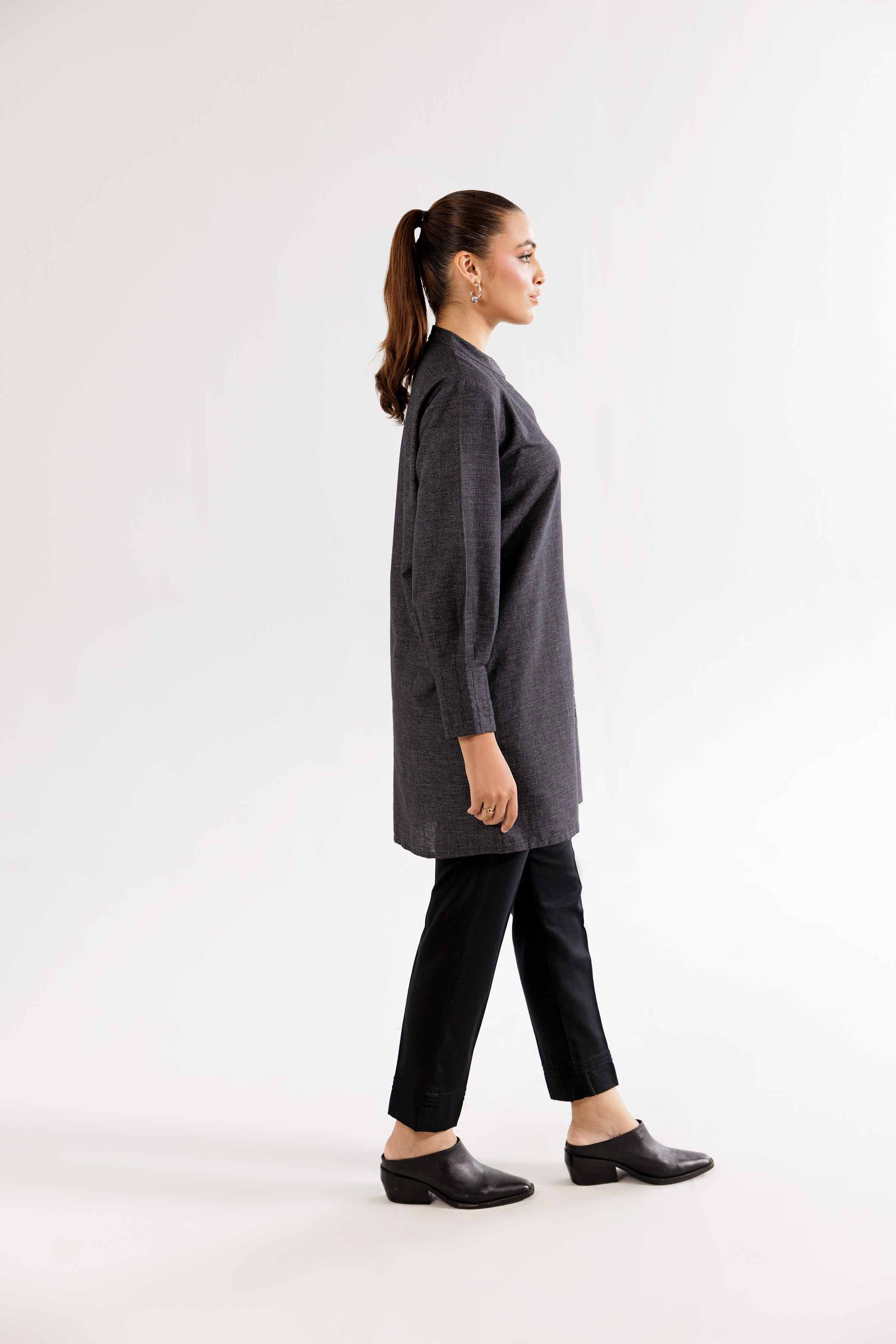NishatUK - Brown Embroidered   Yarn Dyed 1-piece ready to wear Tunic