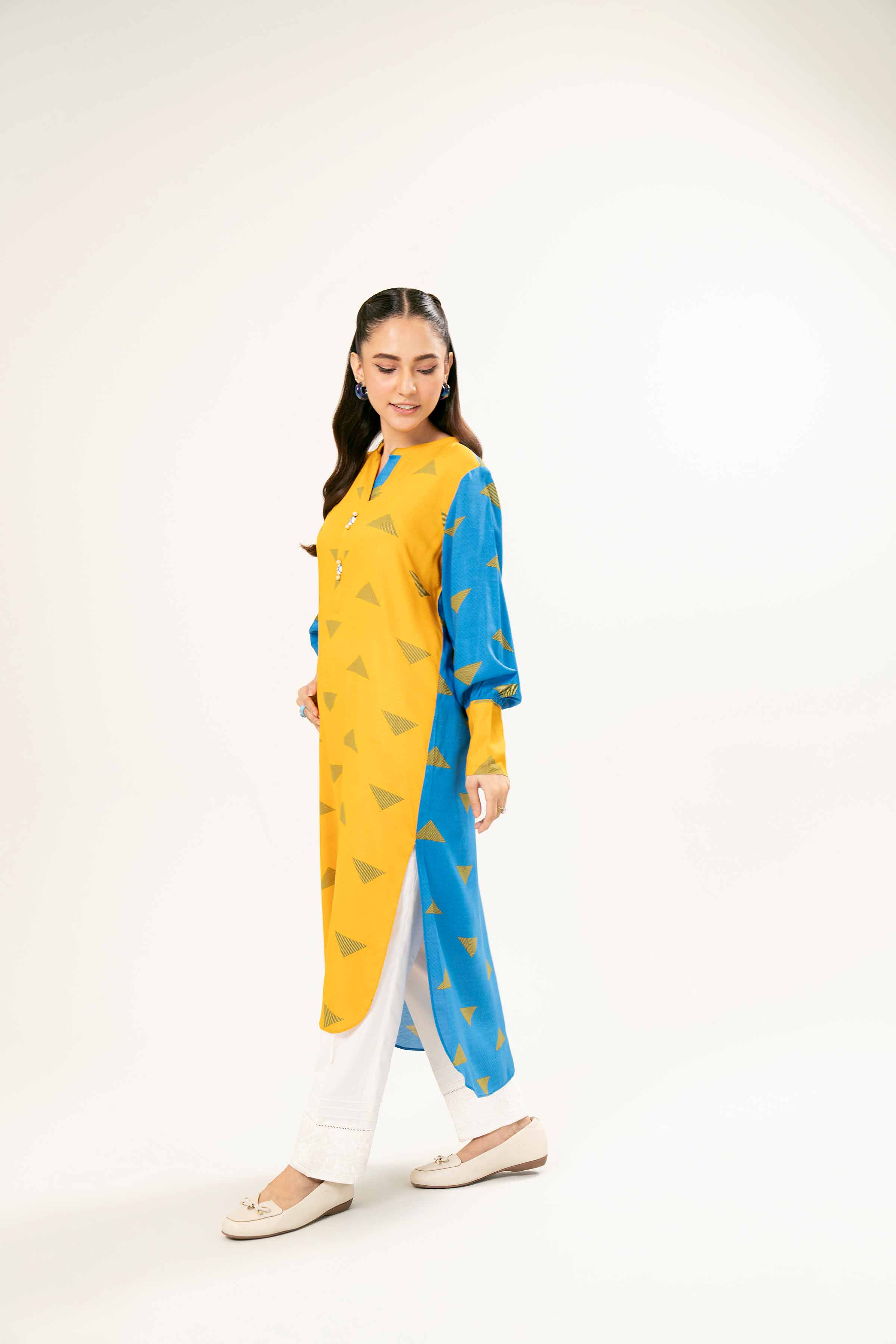 NishatUK - Brown Printed  Micro Modal 1-piece ready to wear Long Dress