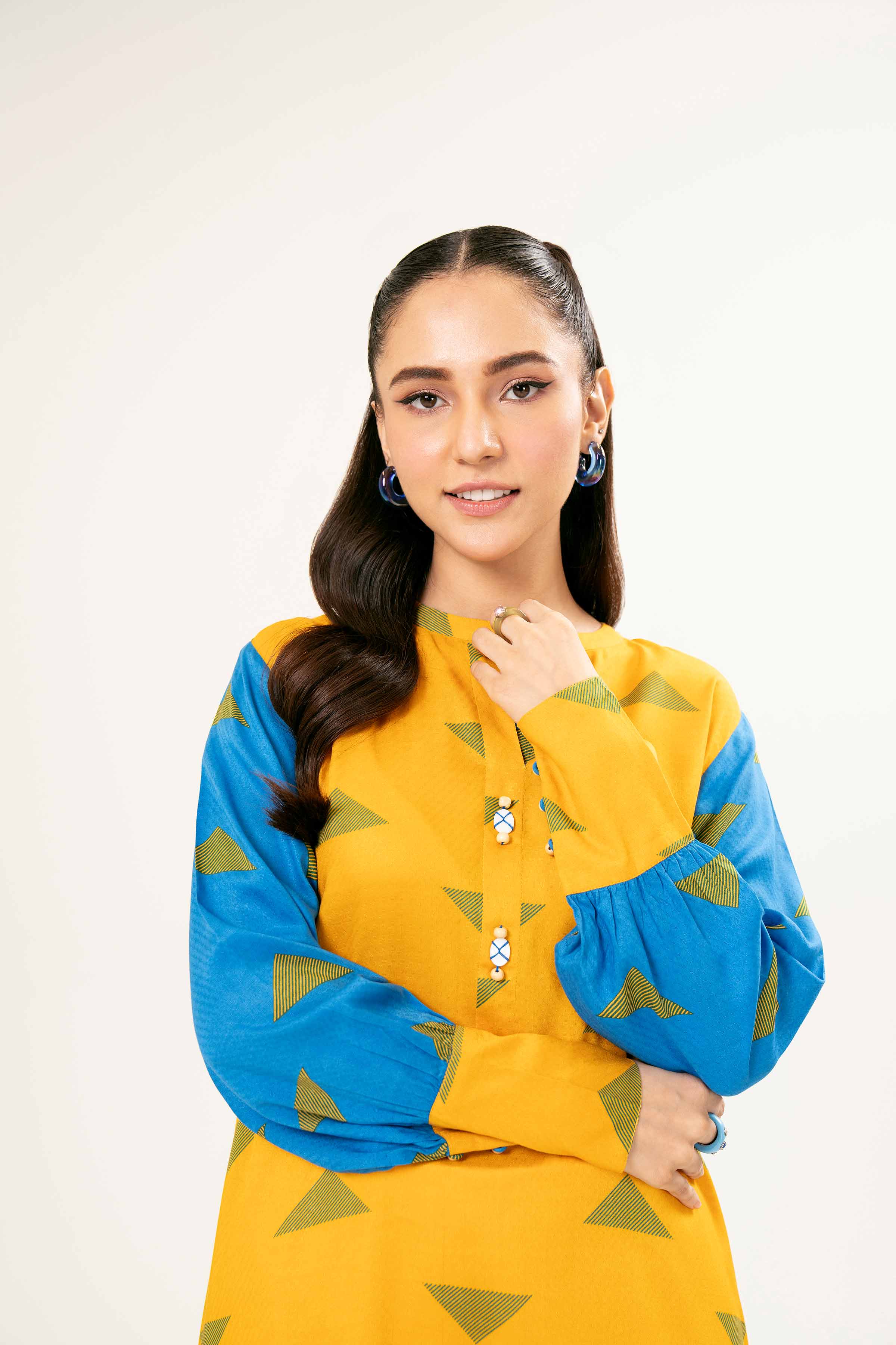 NishatUK - Brown Printed  Micro Modal 1-piece ready to wear Long Dress