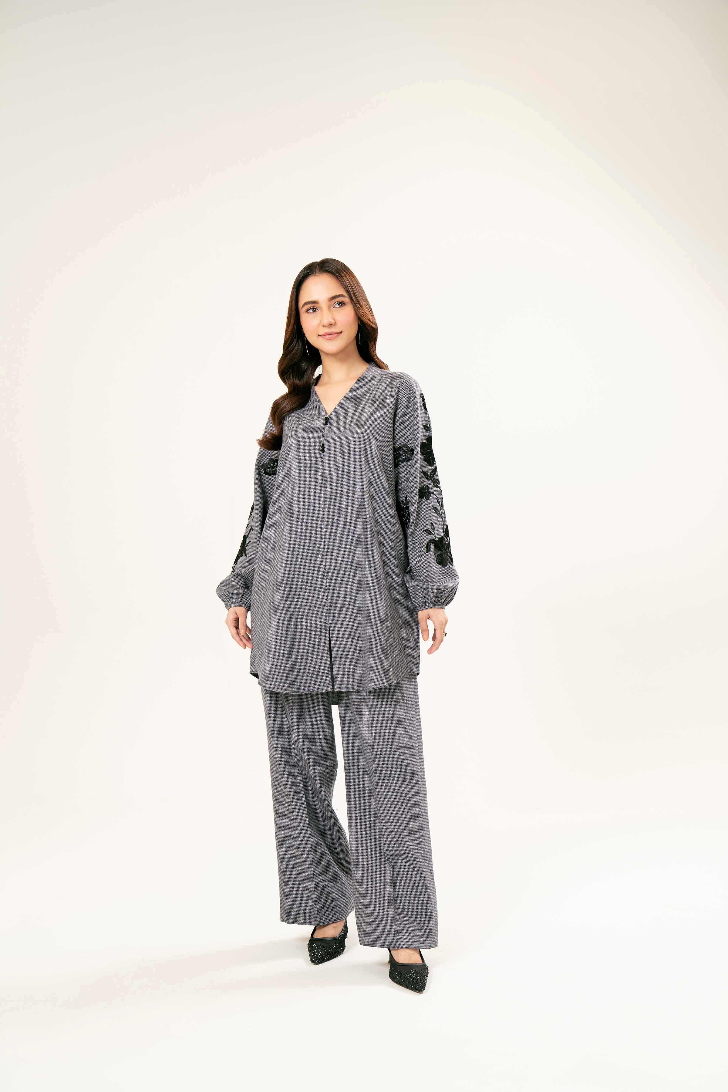 NishatUK - Brown Embroidered   Yarn Dyed 2-piece ready to wear Dress