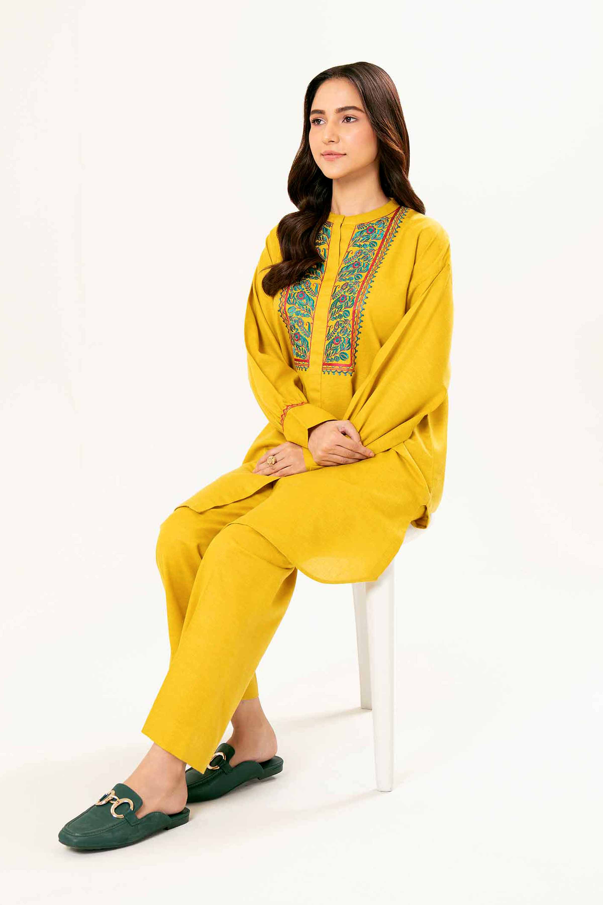 NishatUK - Brown Embroidered   Karandi 2-piece ready to wear Dress