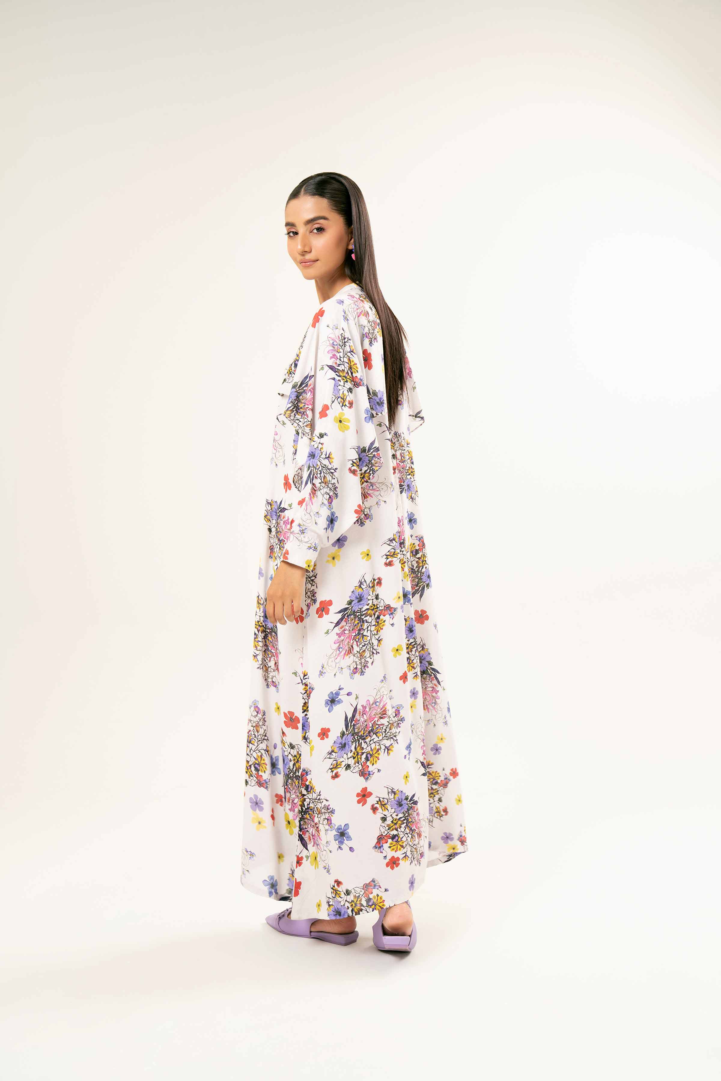 NishatUK - Brown Printed Dobby 1-piece ready to wear Long Dress