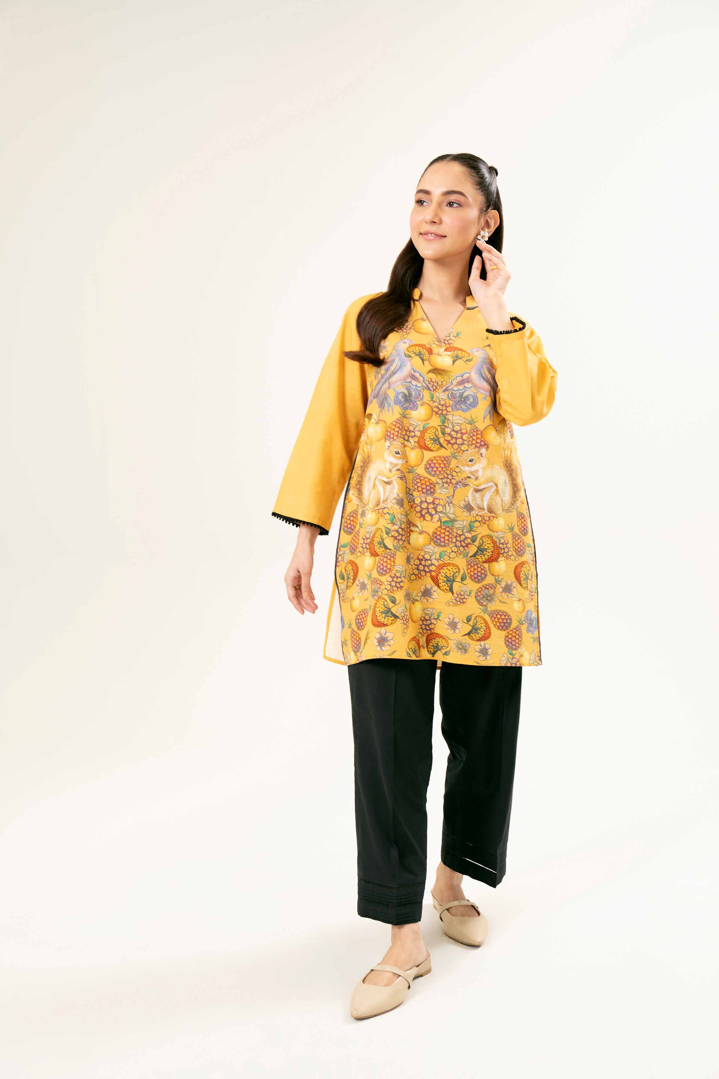 NishatUK - Brown Printed Khaddar 1-piece ready to wear Tunic