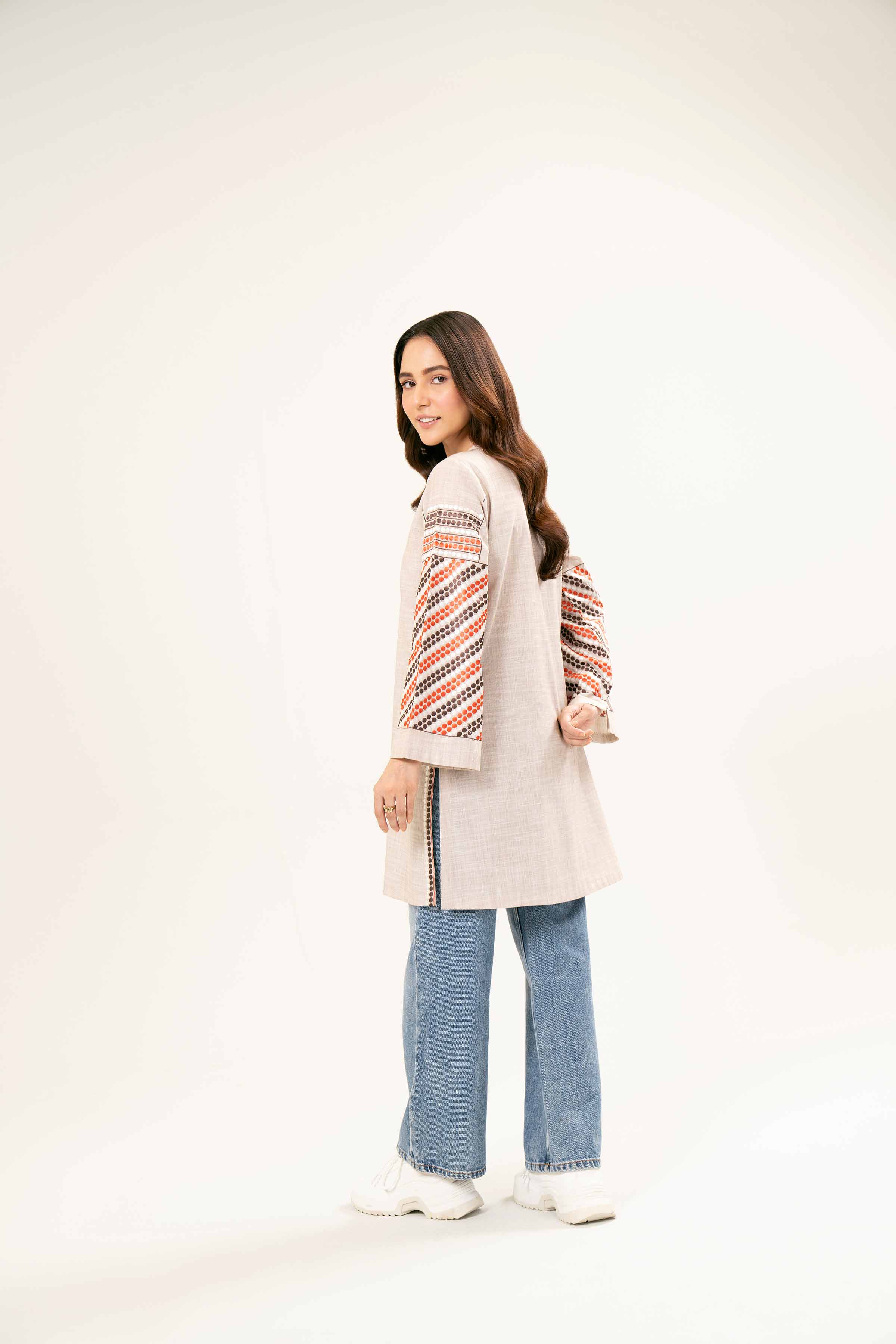 NishatUK - Brown Embroidered   Yarn Dyed 1-piece ready to wear Tunic