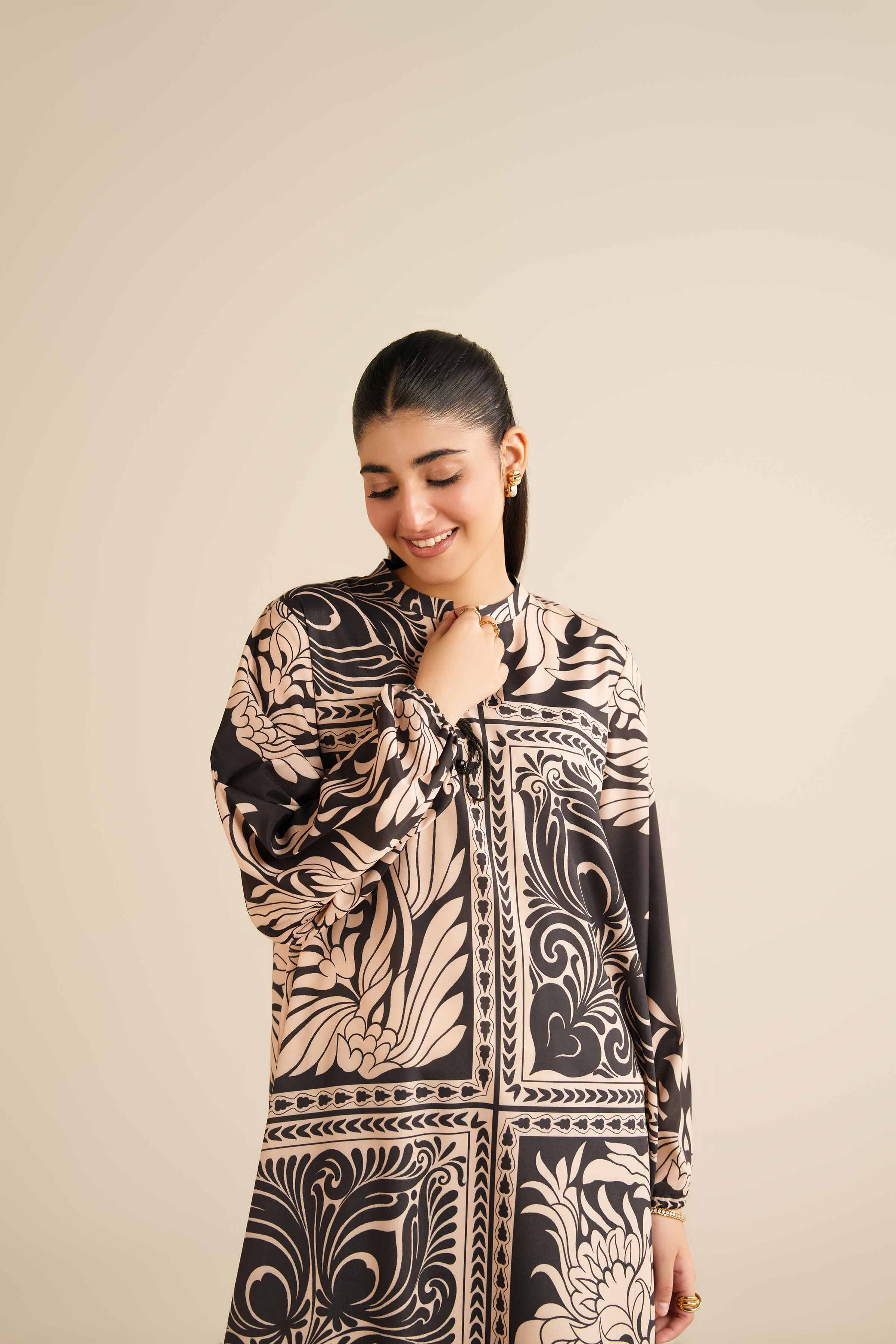 NishatUK - Black  Silk 1-piece ready to wear Tunic
