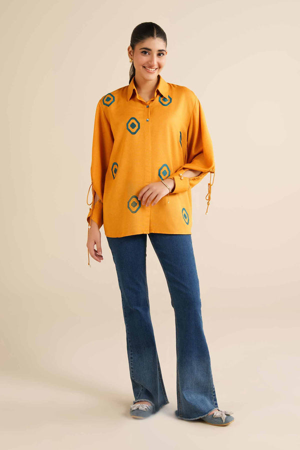 NishatUK - Yellow Embroidered Karandi 1-piece ready to wear Tunic