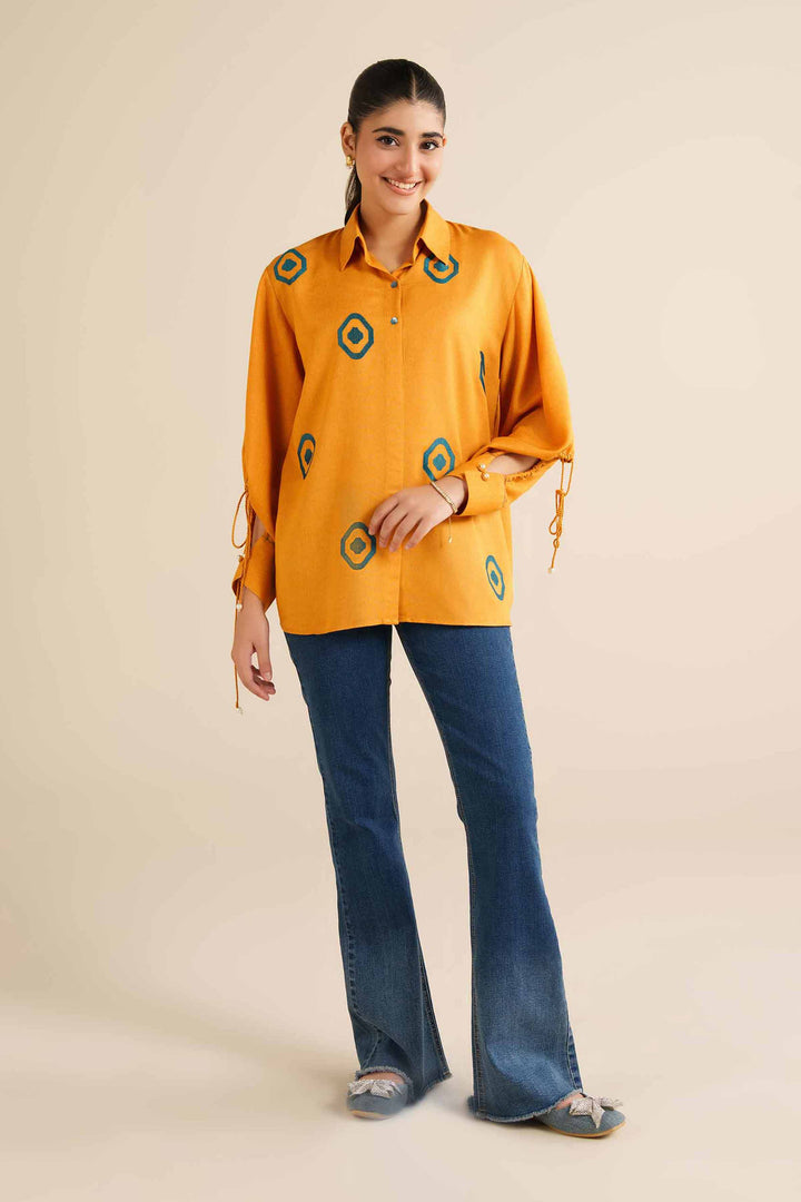 NishatUK - Yellow Embroidered Karandi 1-piece ready to wear Tunic