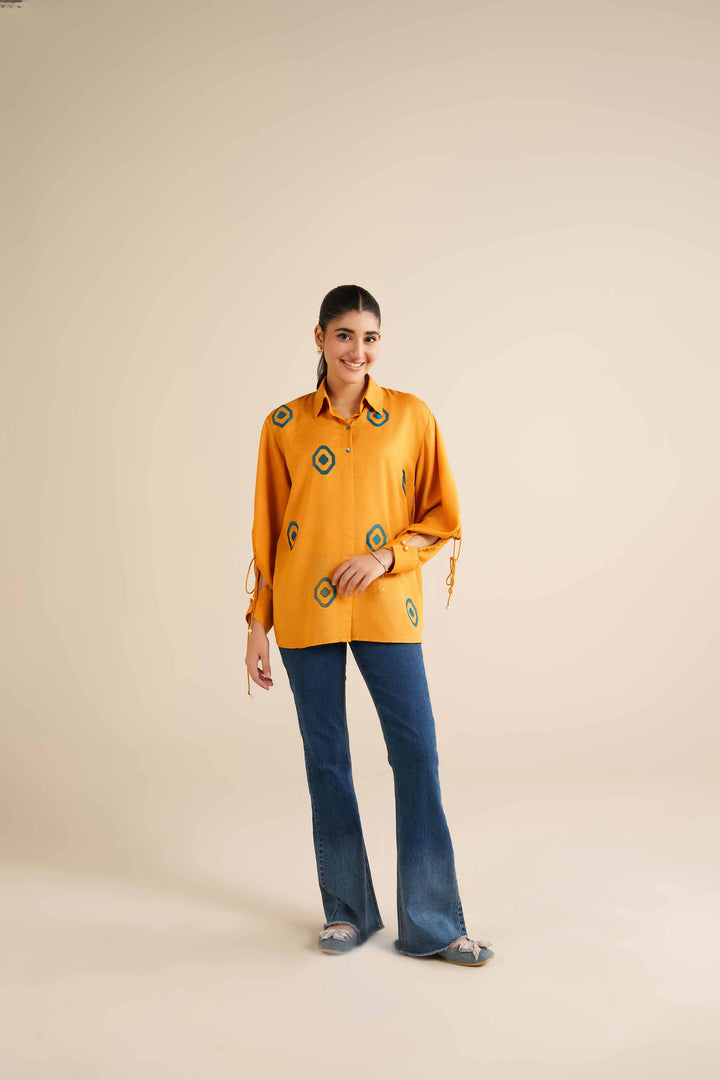 NishatUK - Yellow Embroidered Karandi 1-piece ready to wear Tunic