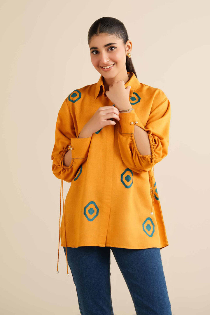 NishatUK - Yellow Embroidered Karandi 1-piece ready to wear Tunic