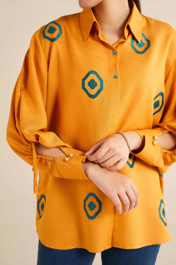 NishatUK - Yellow Embroidered Karandi 1-piece ready to wear Tunic