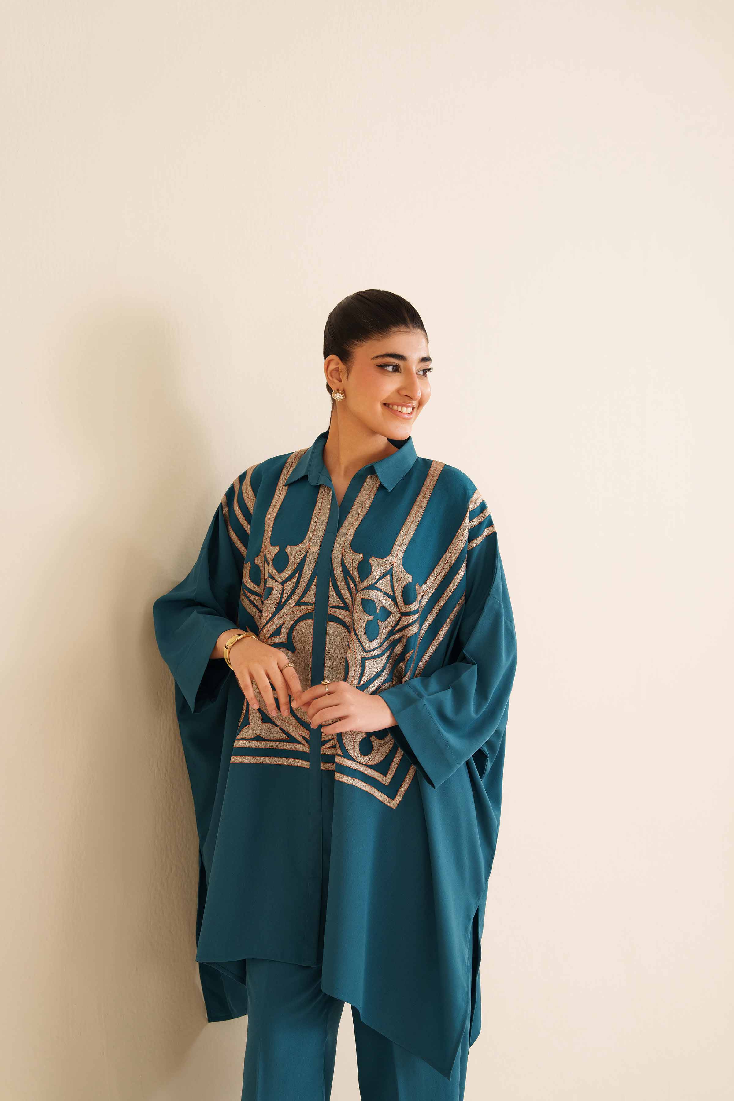 NishatUK - Teal Embroidered Grip 2-piece ready to wear Dress