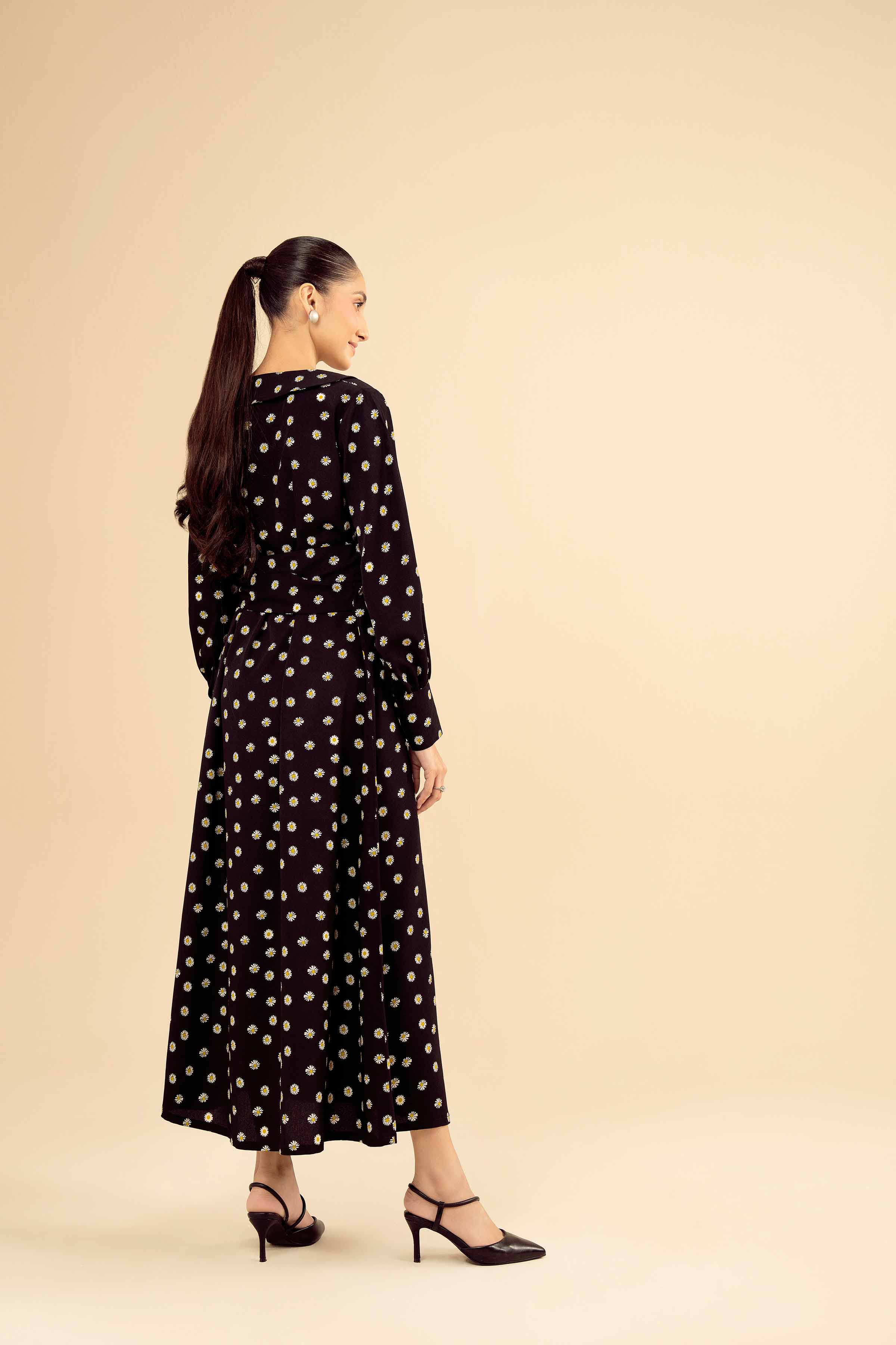 NishatUK - Black Printed Grip 1-piece ready to wear Long Dress