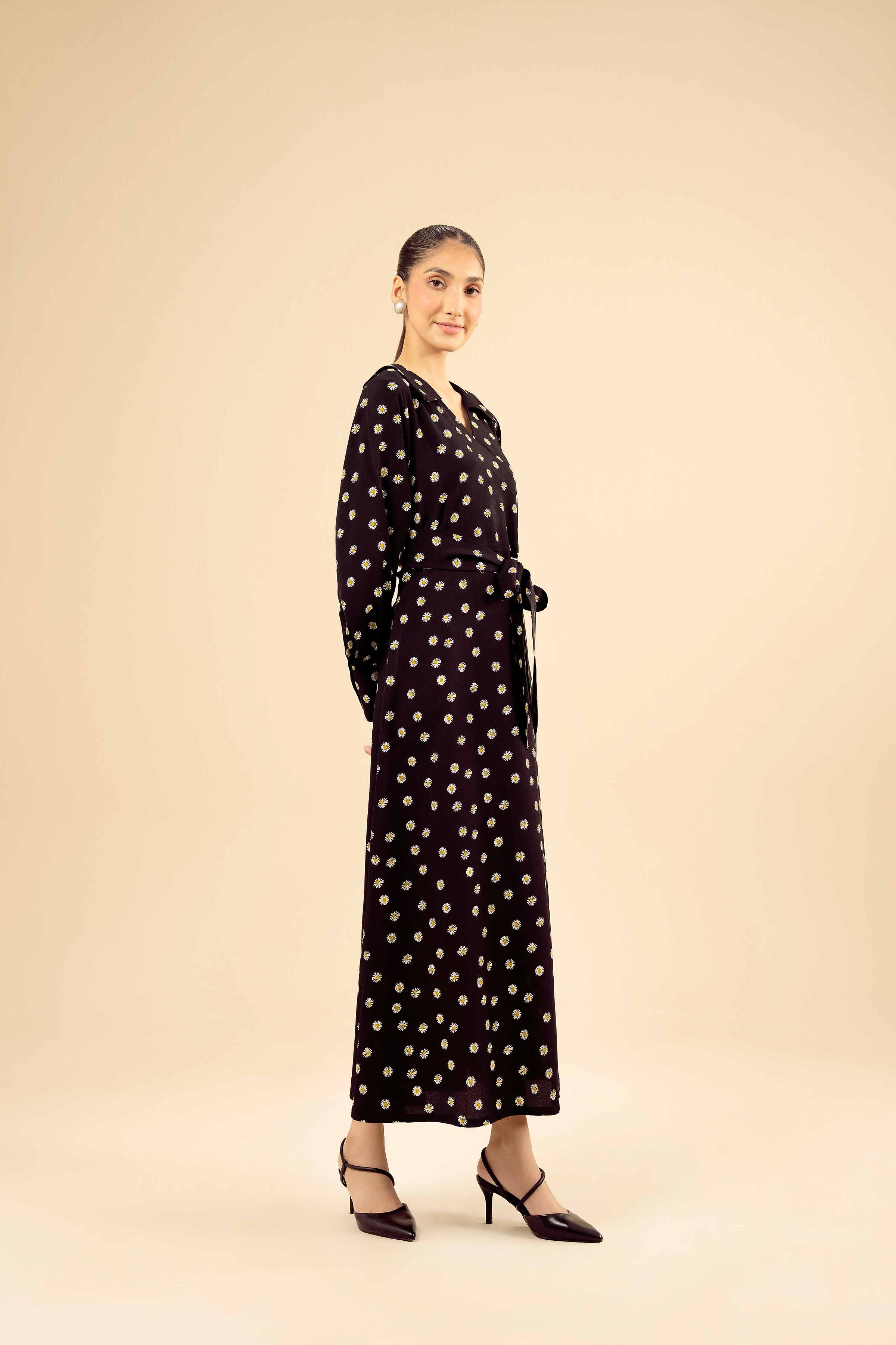 NishatUK - Black Printed Grip 1-piece ready to wear Long Dress