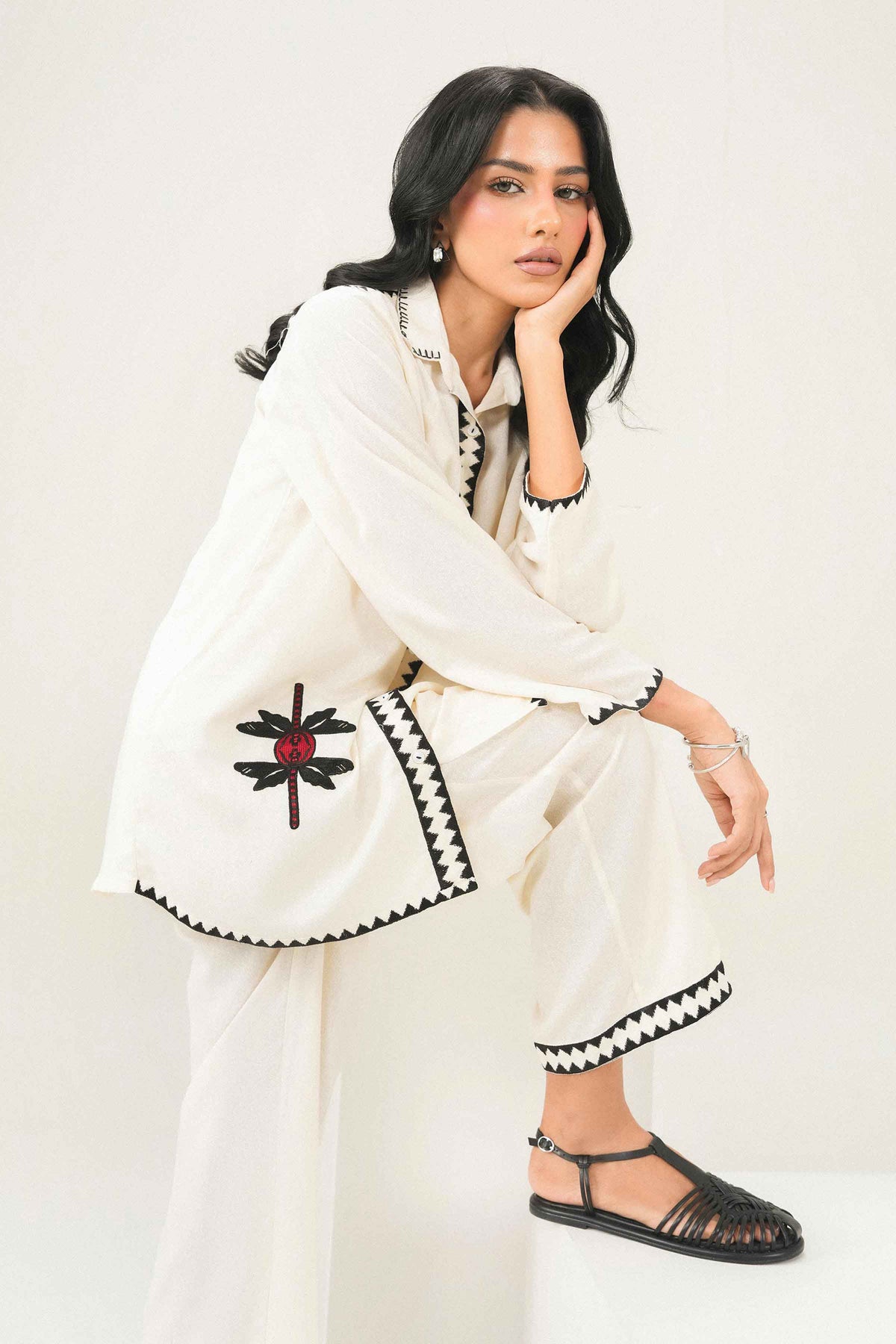 Nishat UK - Off White  Embroidered Karandi 2 Pieces ready to wear Dress