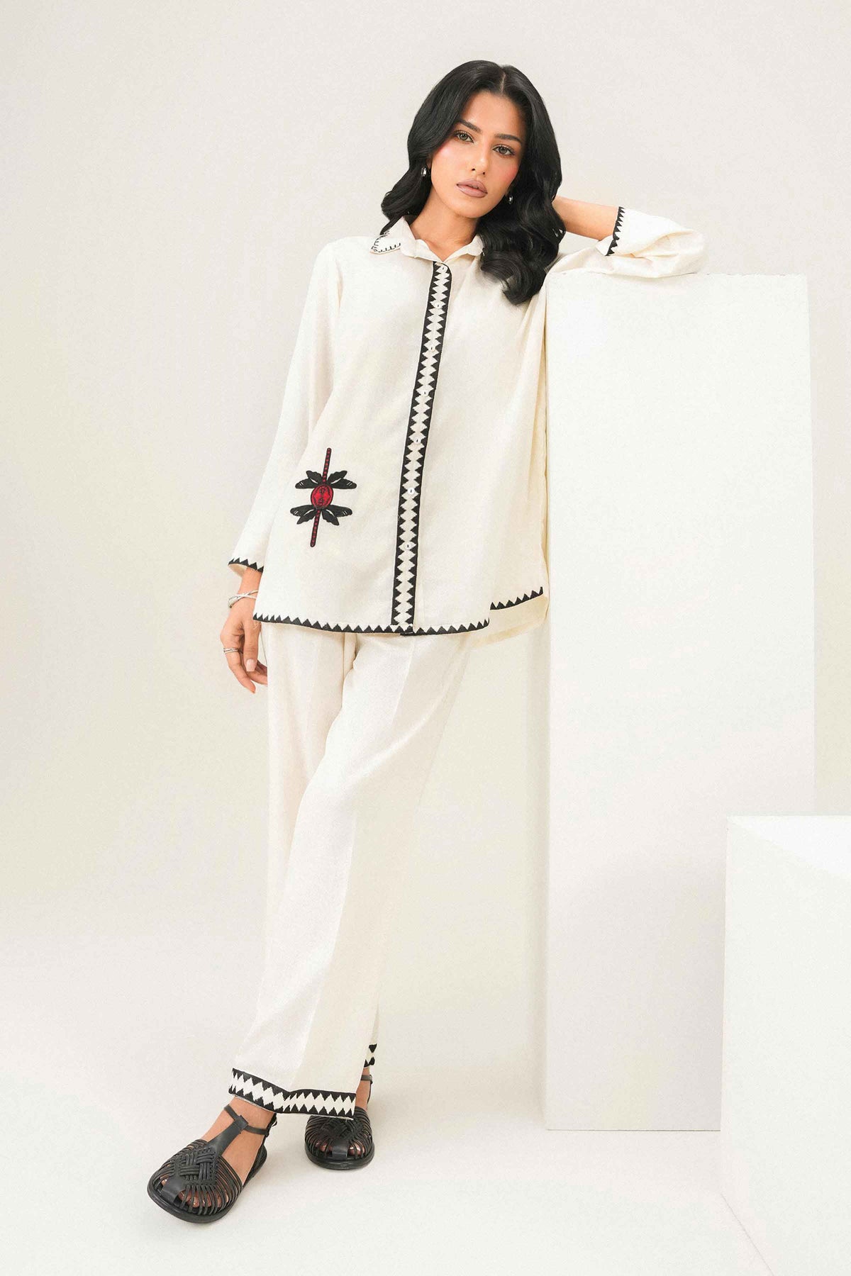 Nishat UK - Off White  Embroidered Karandi 2 Pieces ready to wear Dress