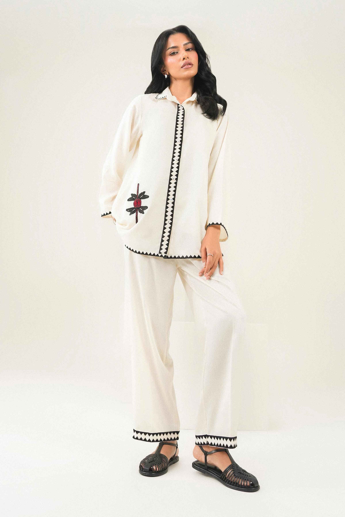 Nishat UK - Off White  Embroidered Karandi 2 Pieces ready to wear Dress