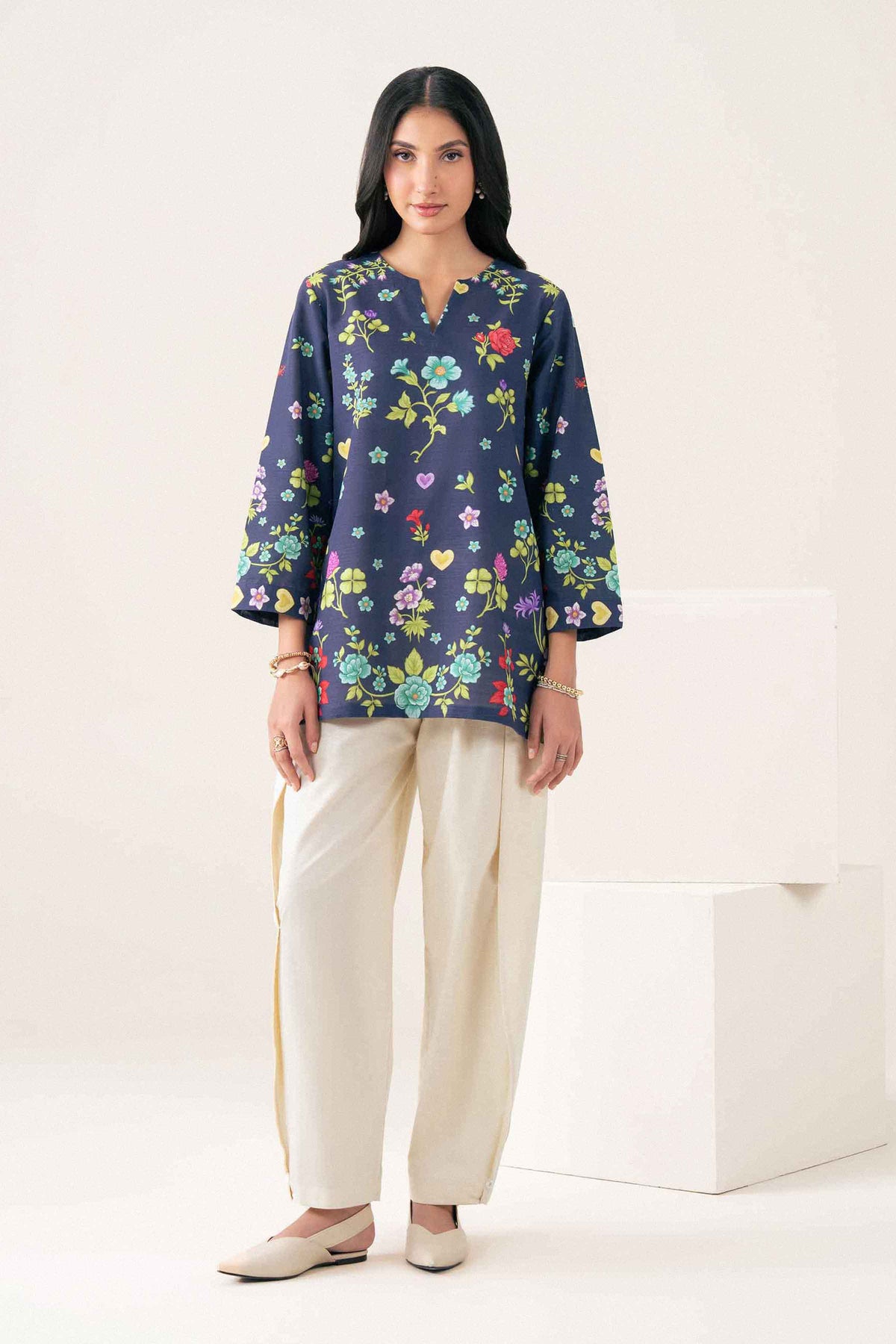 Nishat UK - Blue Printed Khaddar 1 Piece ready to wear tunic