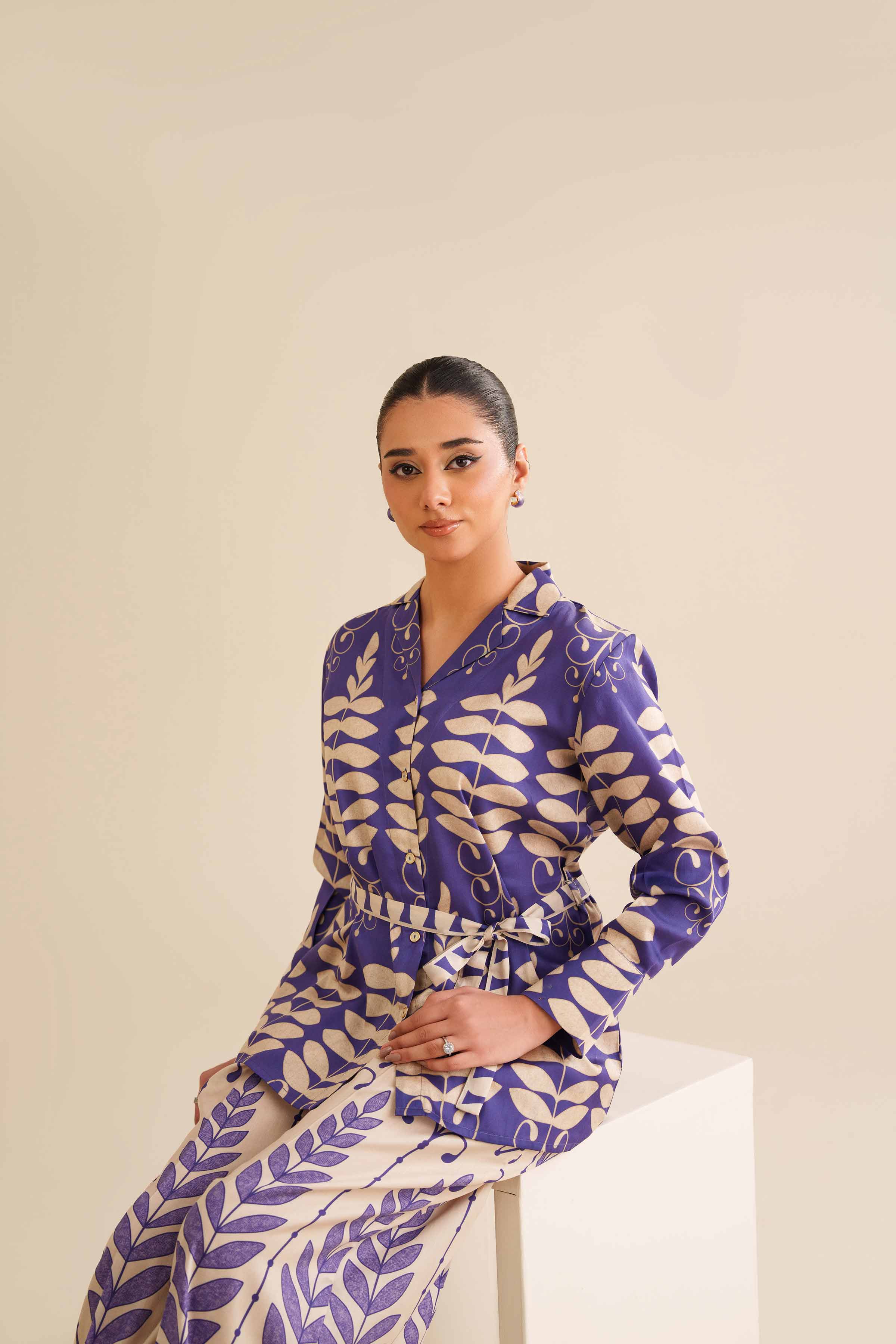 NishatUK - Blue  Sateen 2-piece ready to wear Dress