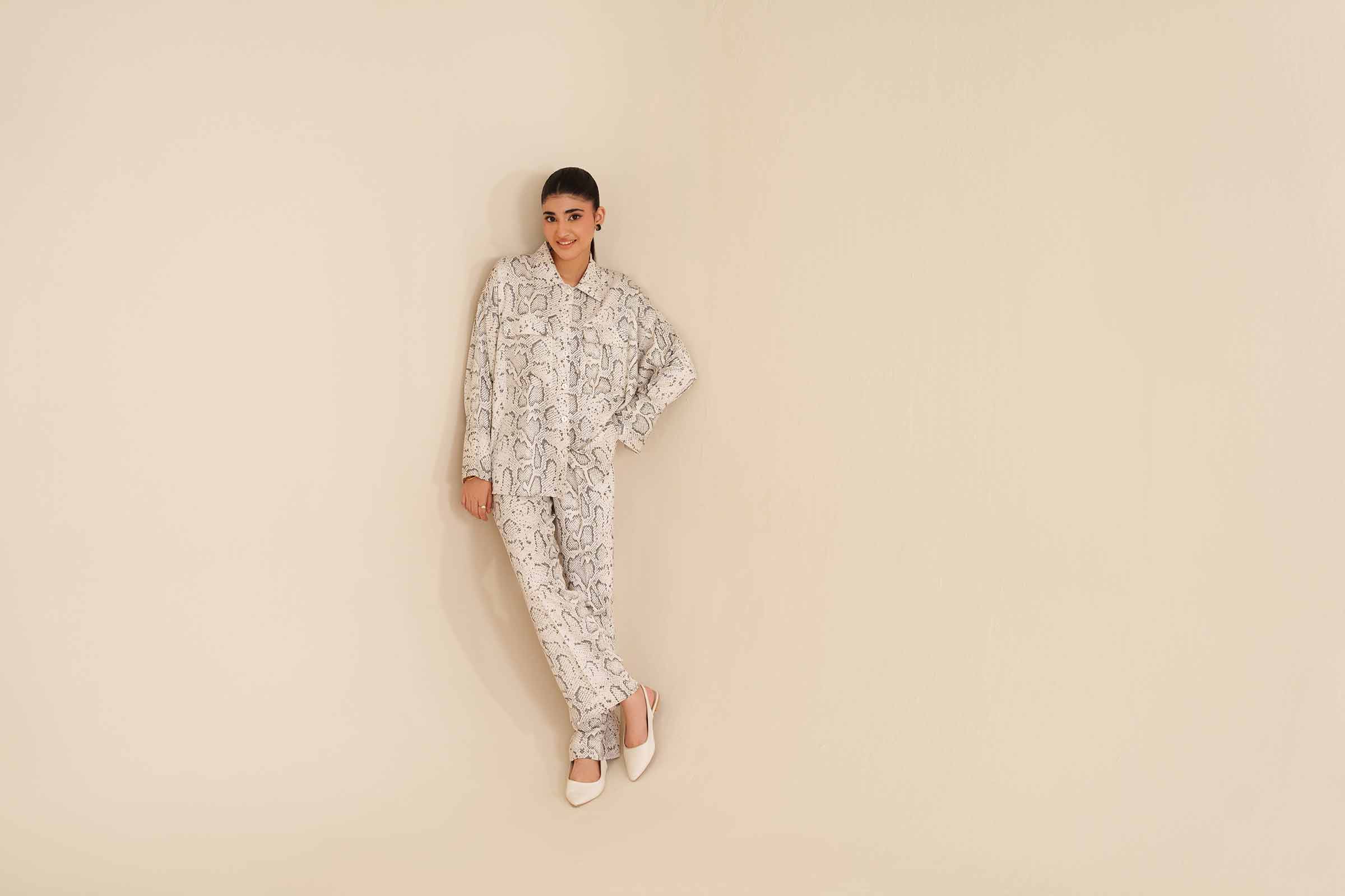 NishatUK - White Printed Twill 2-piece ready to wear Dress