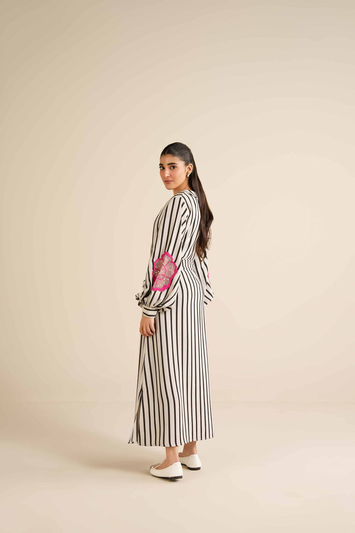 NishatUK - White Printed Crepe 1-piece ready to wear Long Dress