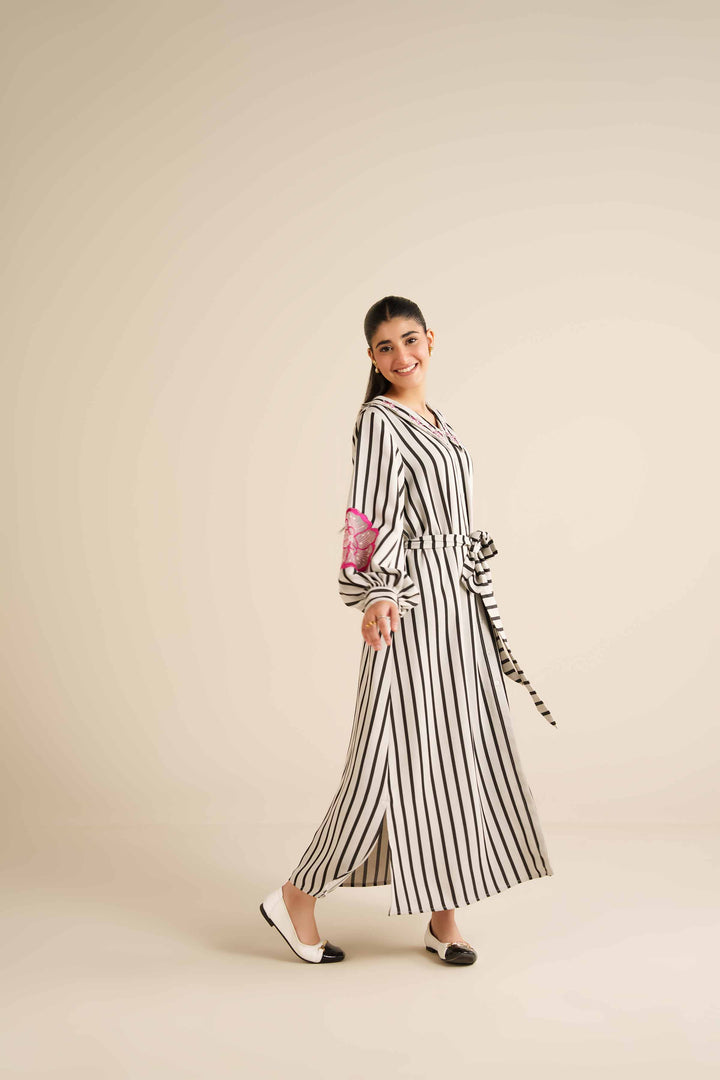 NishatUK - White Printed Crepe 1-piece ready to wear Long Dress