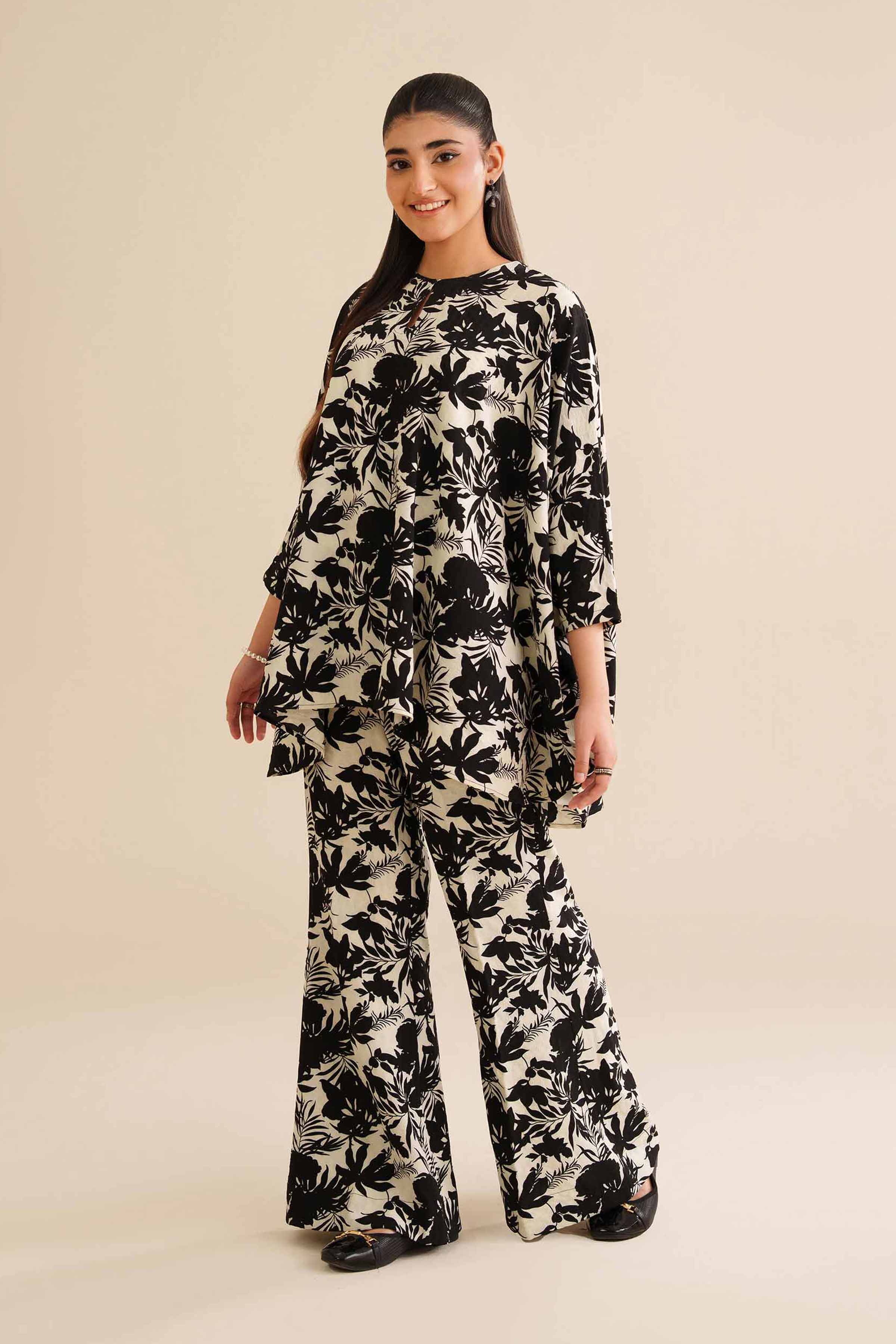 NishatUK - Black Printed Crush 2-piece ready to wear Dress