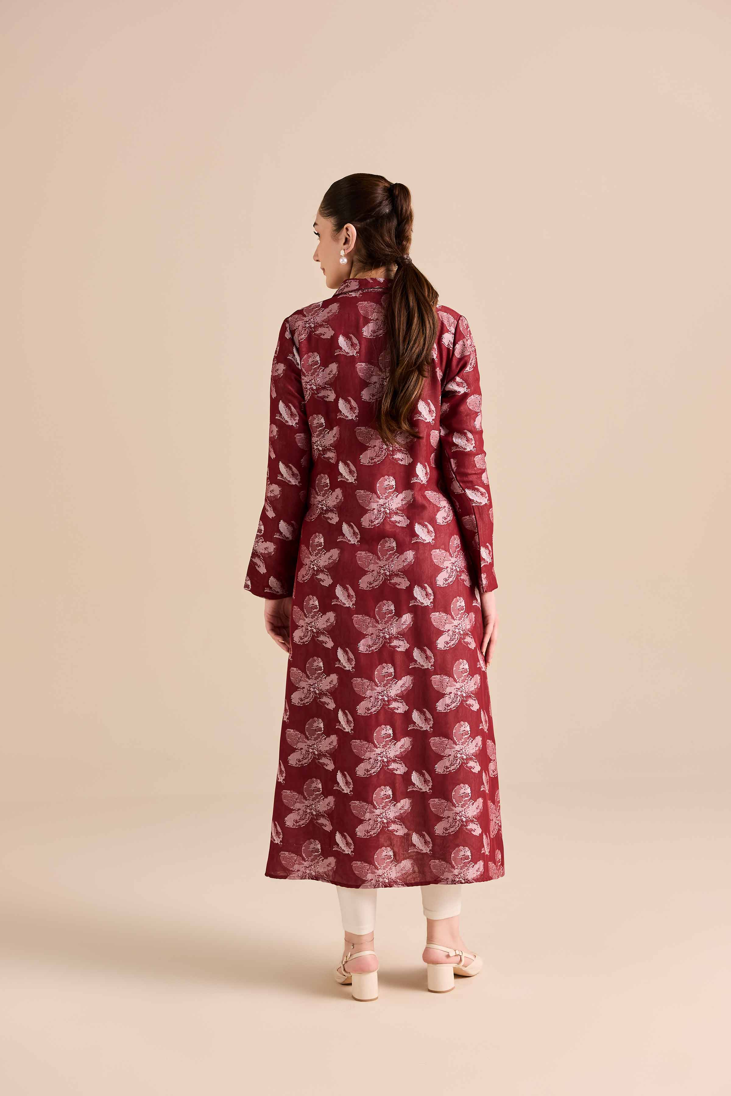 NishatUK - Red Printed Jacquard 1-piece ready to wear Dress