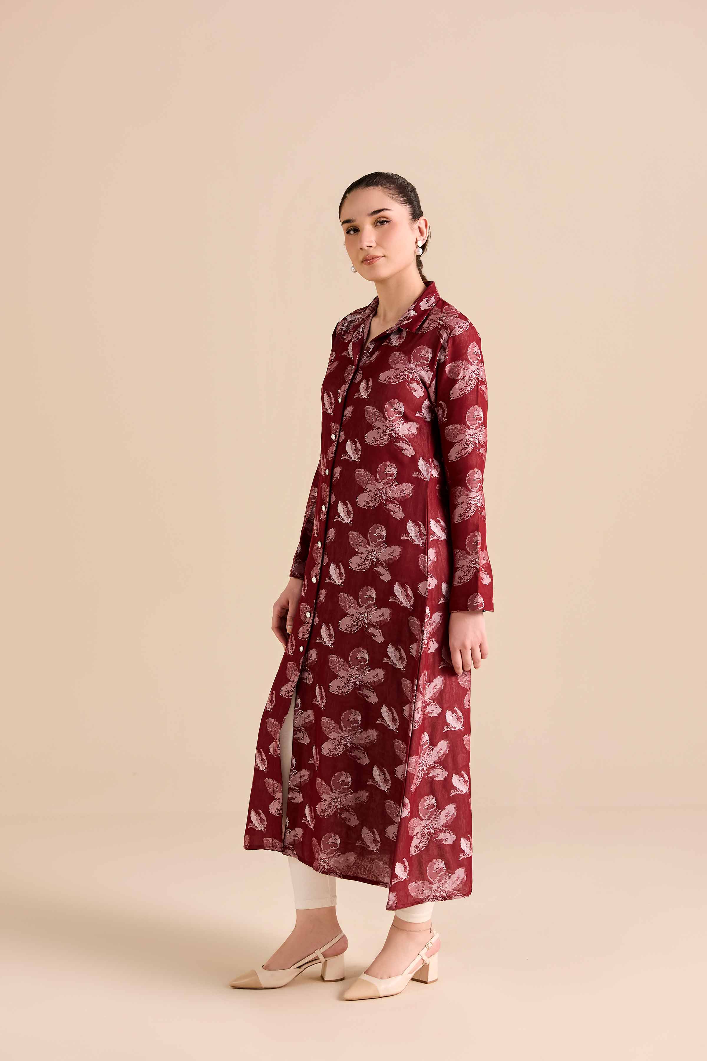 NishatUK - Red Printed Jacquard 1-piece ready to wear Dress