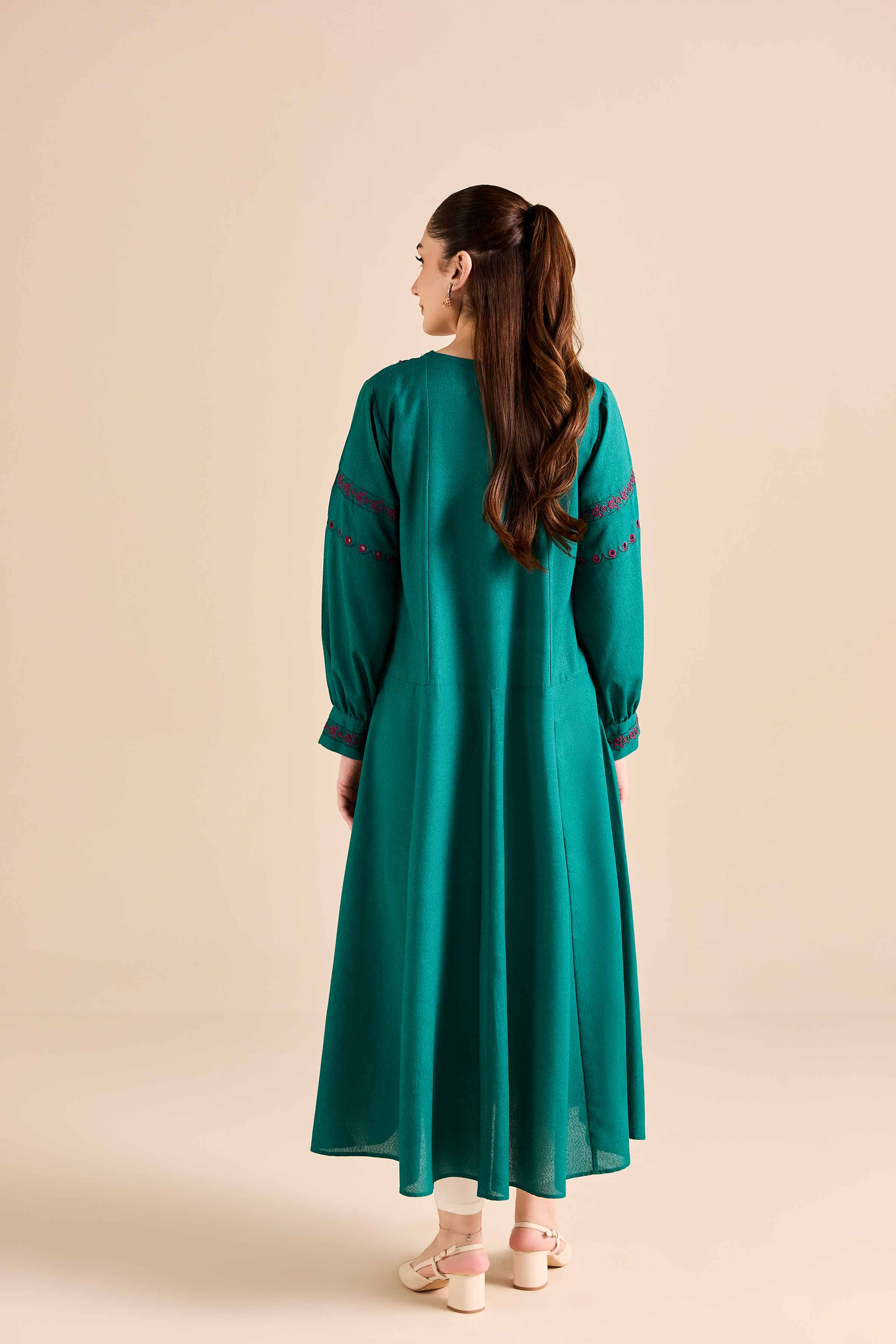 NishatUK - Green Embroidered Karandi 1-piece ready to wear Dress
