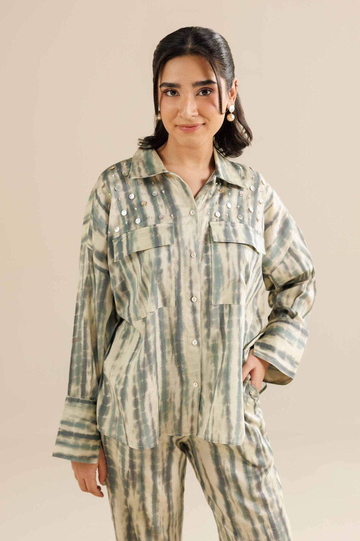 Nishat UK - Green Printed Sateen 2 Pieces ready to wear 