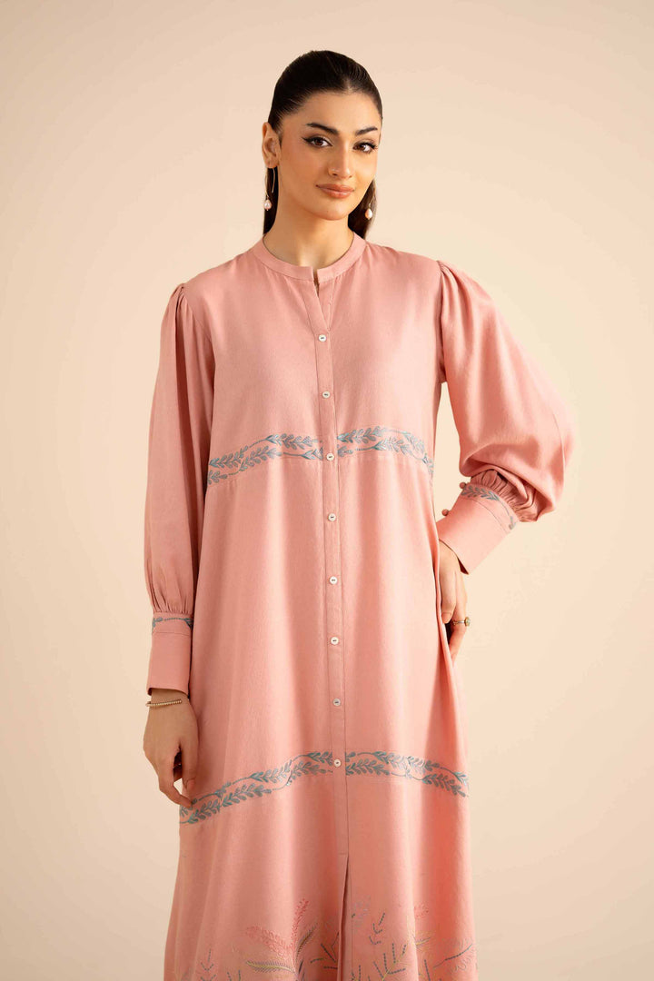 NishatUK - Pink Printed Crepe 1-piece ready to wear Long Dress