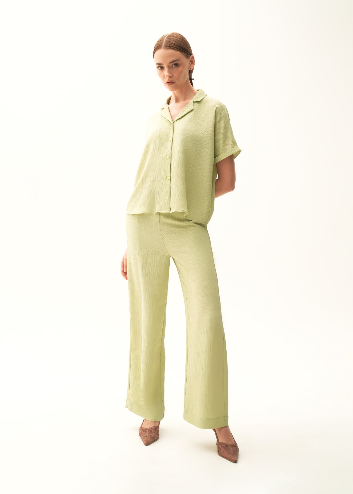 NishatUK - Green Solids  Polyester 1-piece ready to wear Trouser
