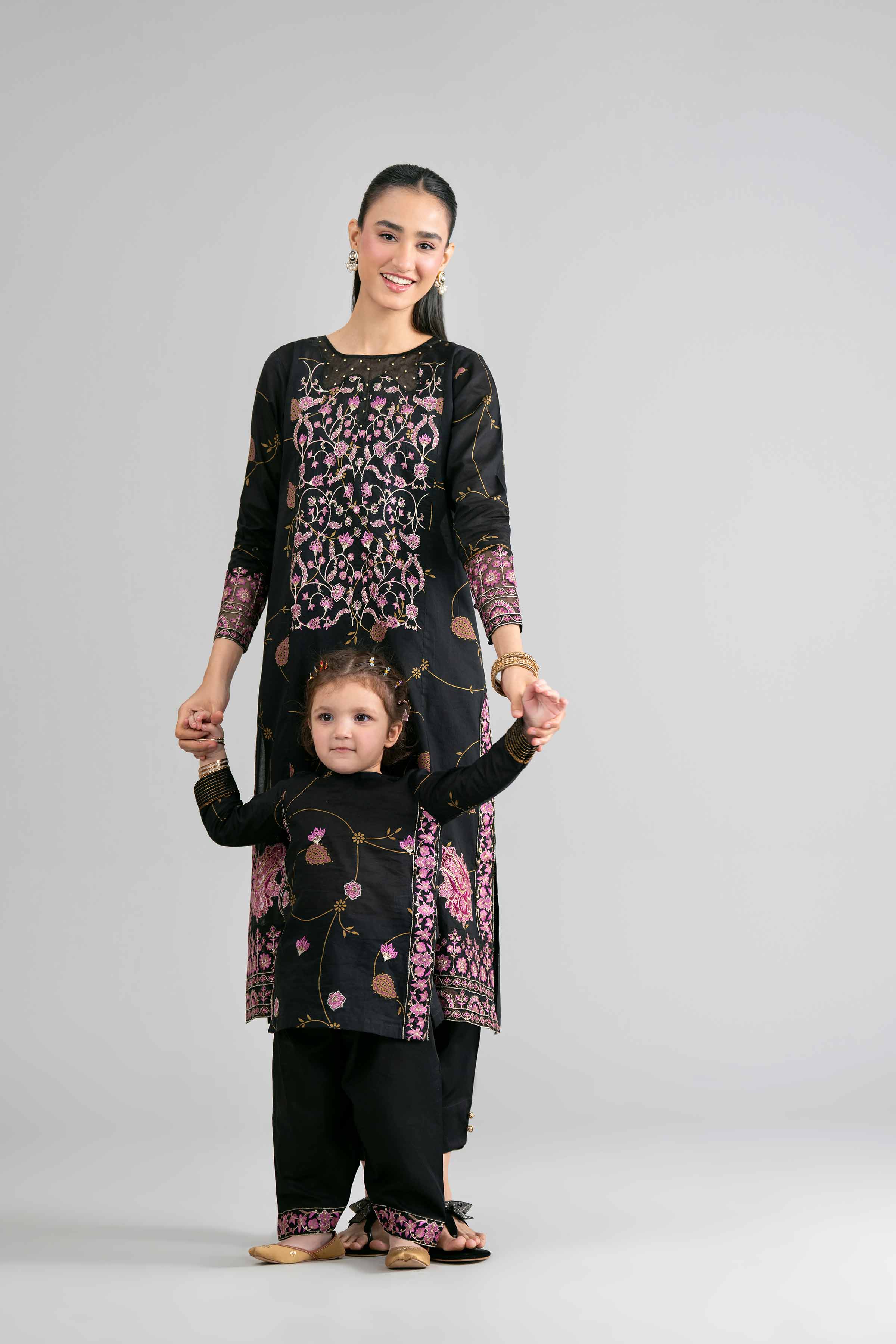 Nishat UK - Black Embroidered Lawn 2-piece ready to wear Dress
