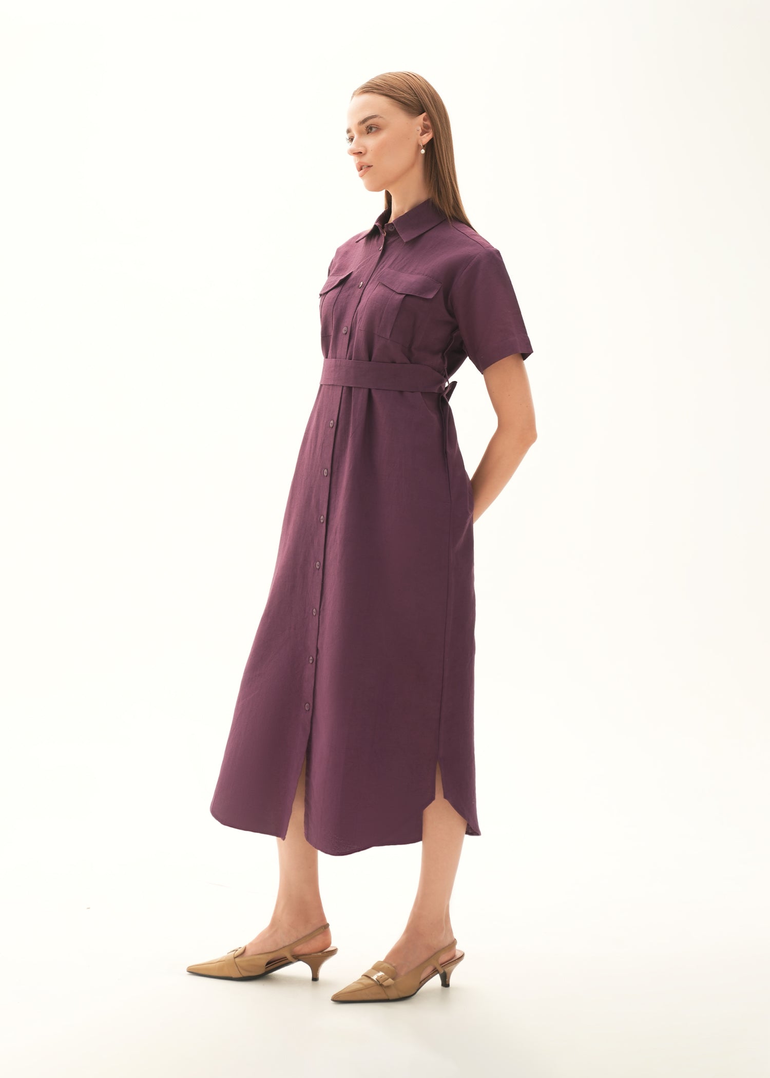NishatUK - Purple Solids Cotton 1-piece ready to wear Long Dress