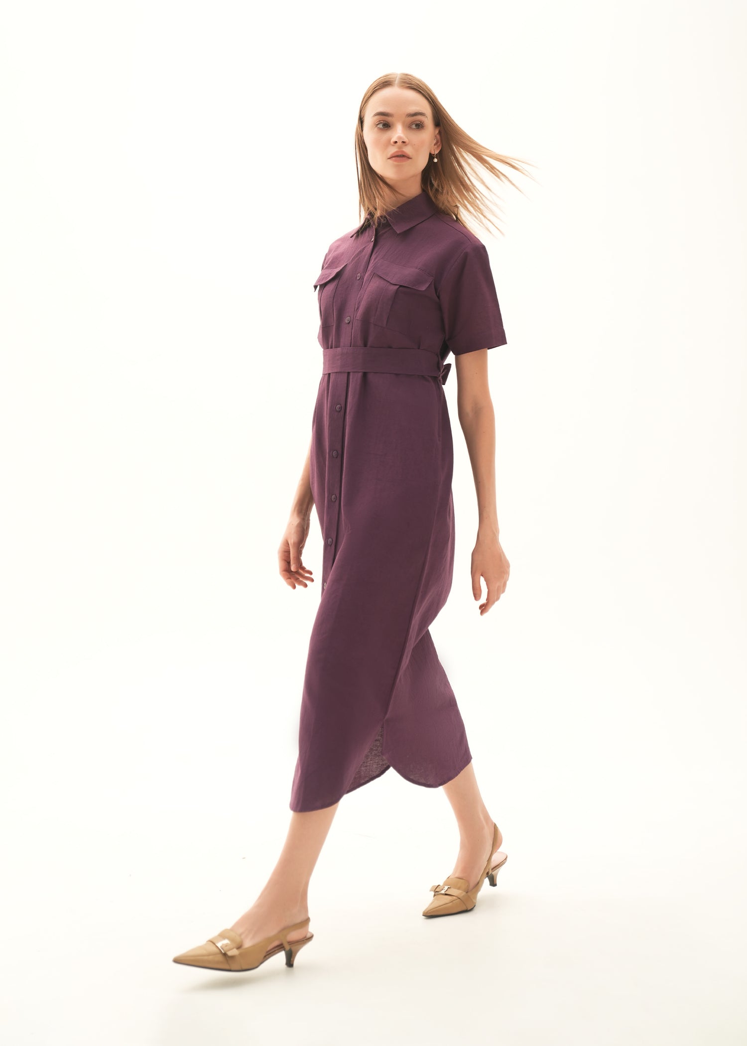 NishatUK - Purple Solids Cotton 1-piece ready to wear Long Dress
