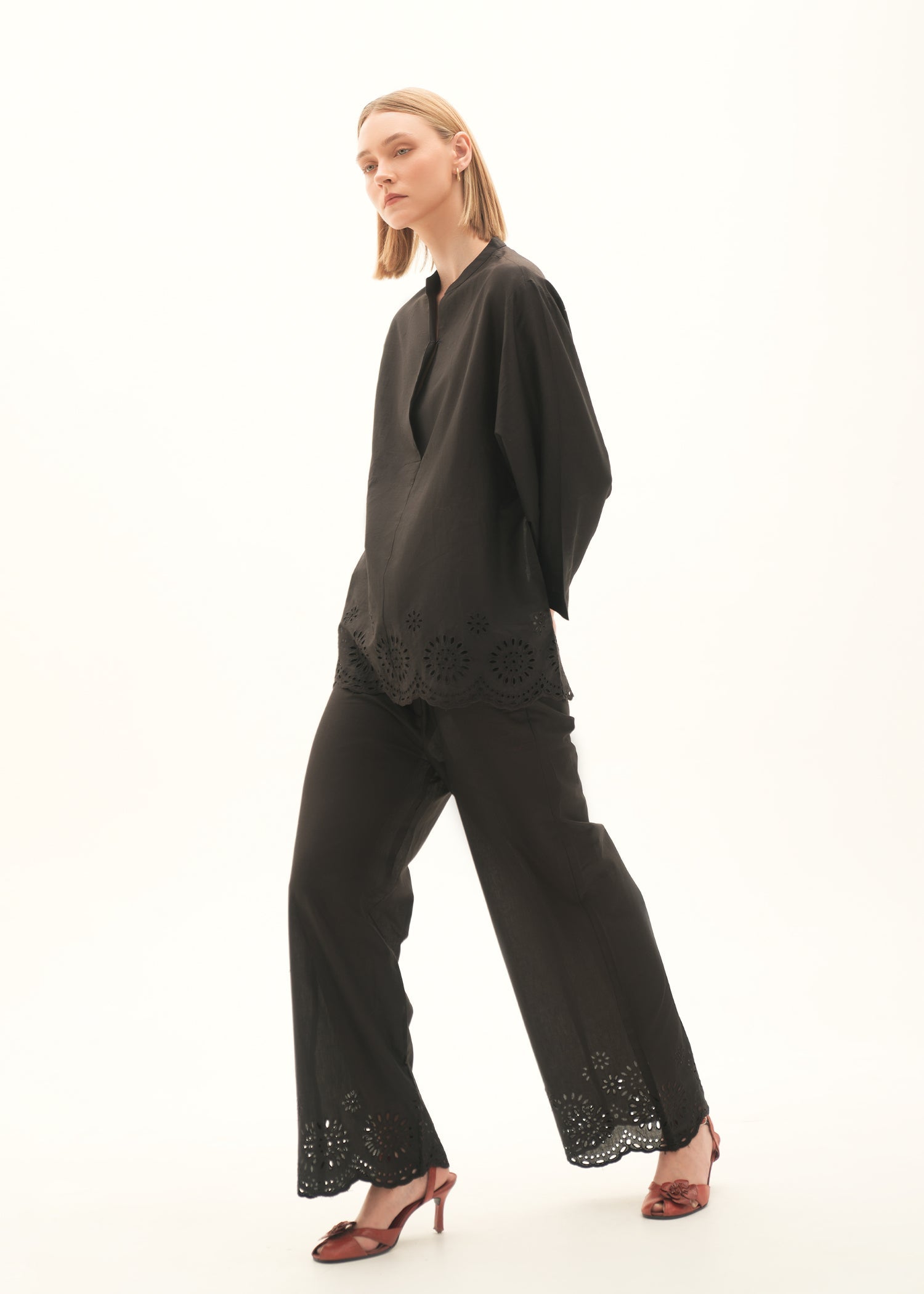 NishatUK - Black Embroidered   Cotton 1-piece ready to wear Trouser