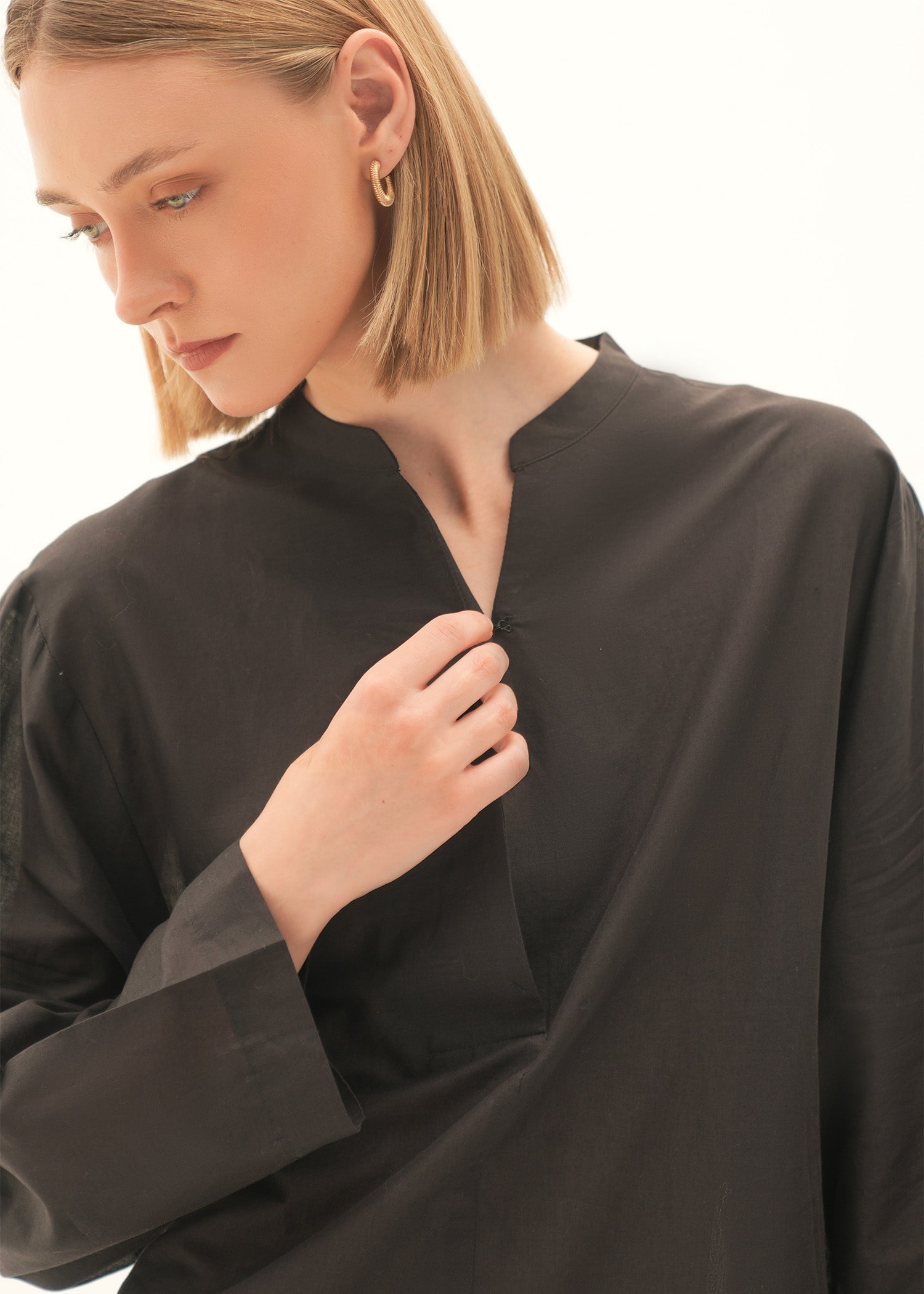 NishatUK - Black Embroidered   Cotton 1-piece ready to wear Blouse