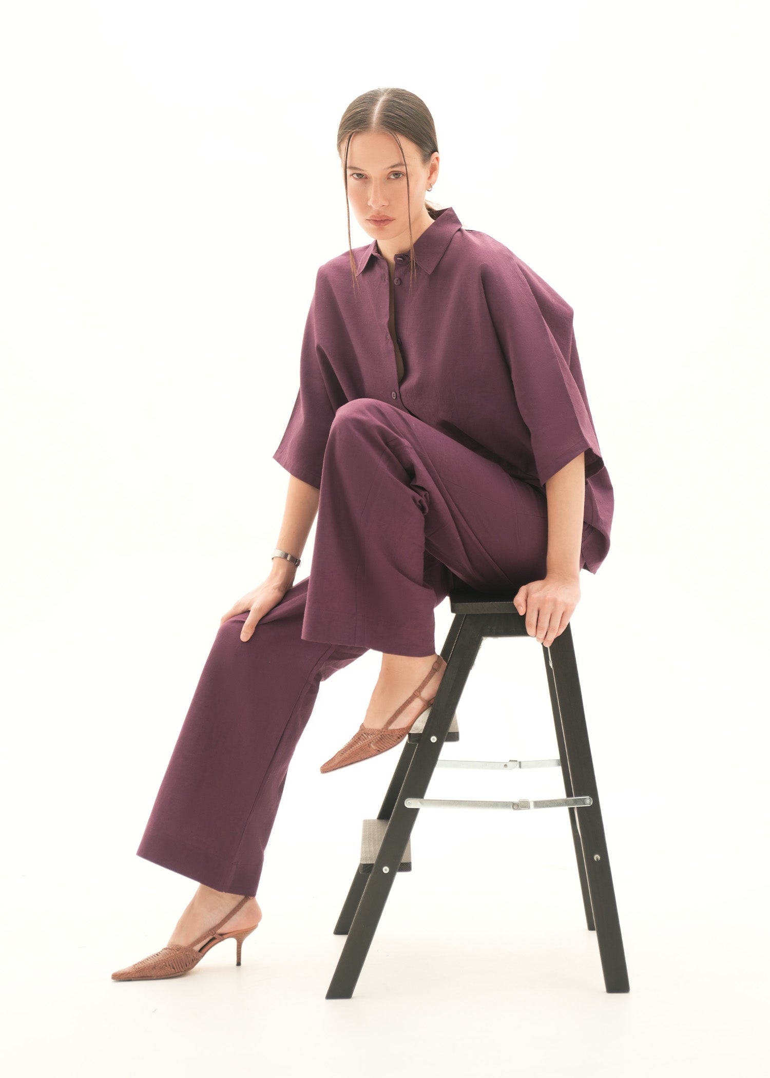 NishatUK - Purple Solids Cotton 1-piece ready to wear Trouser
