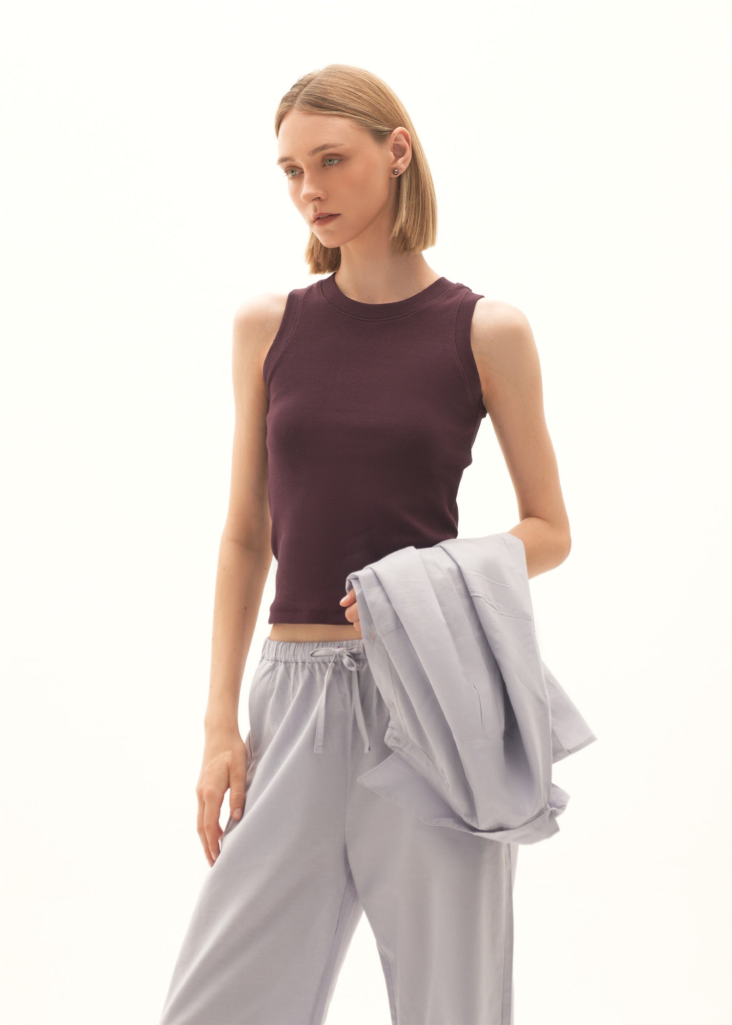 NishatUK - Purple Solids Cotton 1-piece ready to wear Vest