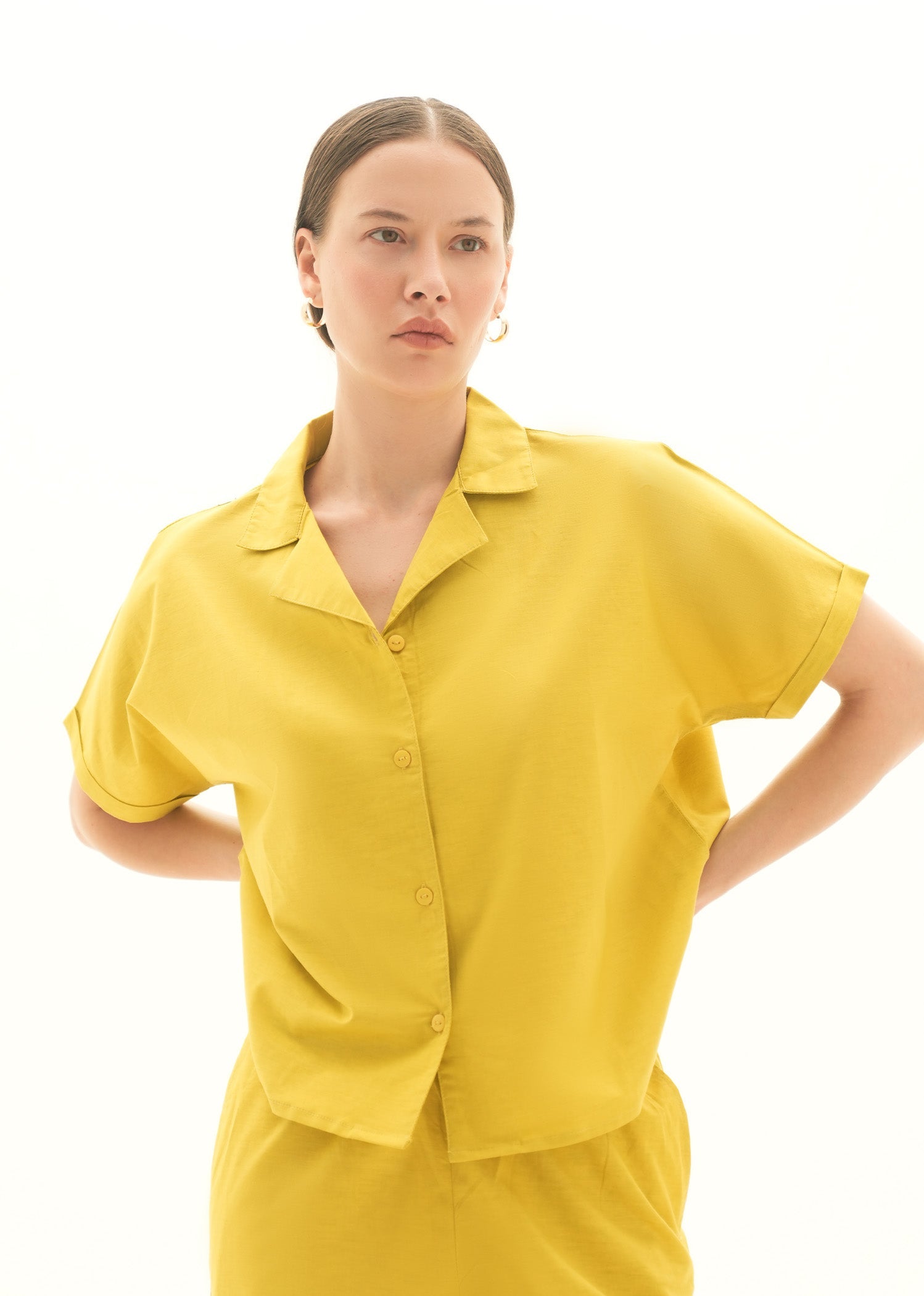NishatUK - Mustard Solids Cotton 1-piece ready to wear Shirt