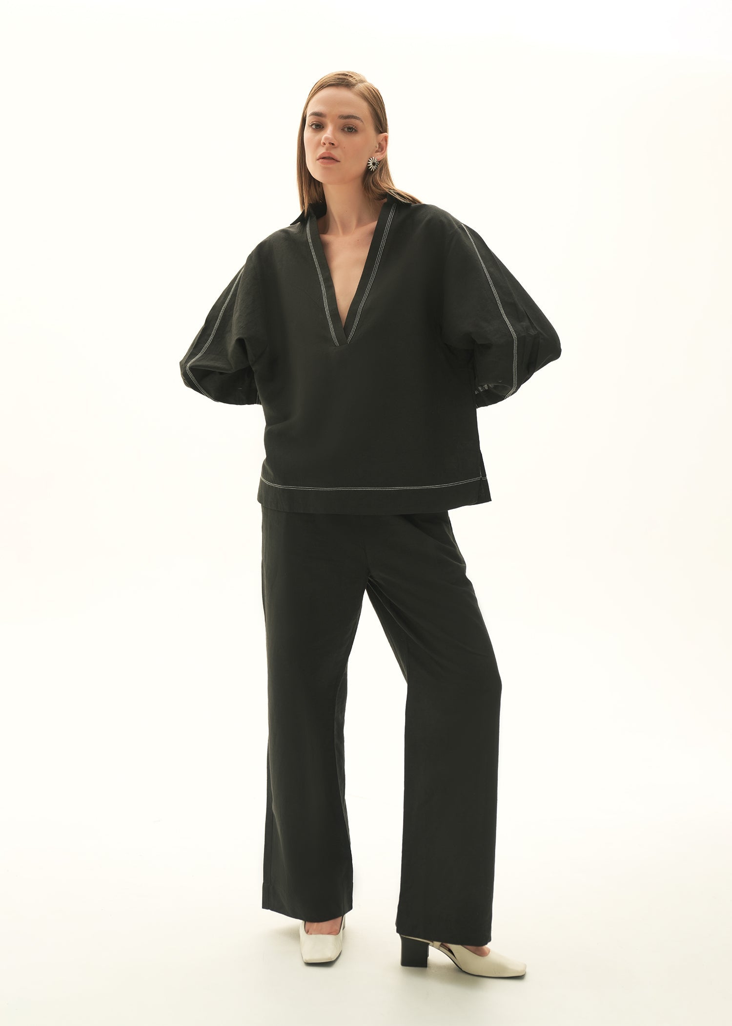 NishatUK - Black Solids Cotton 1-piece ready to wear Blouse