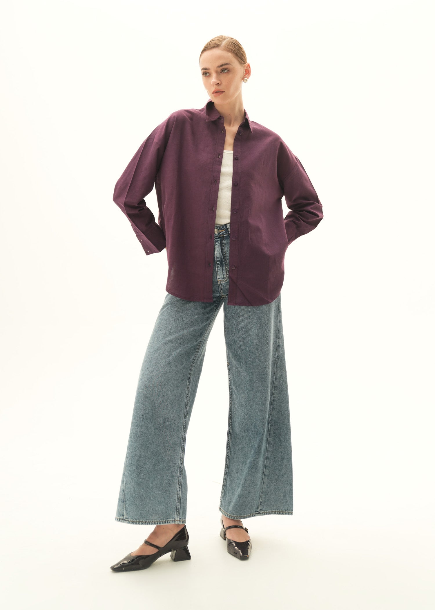 NishatUK - Purple Solids Cotton 1-piece ready to wear Shirt