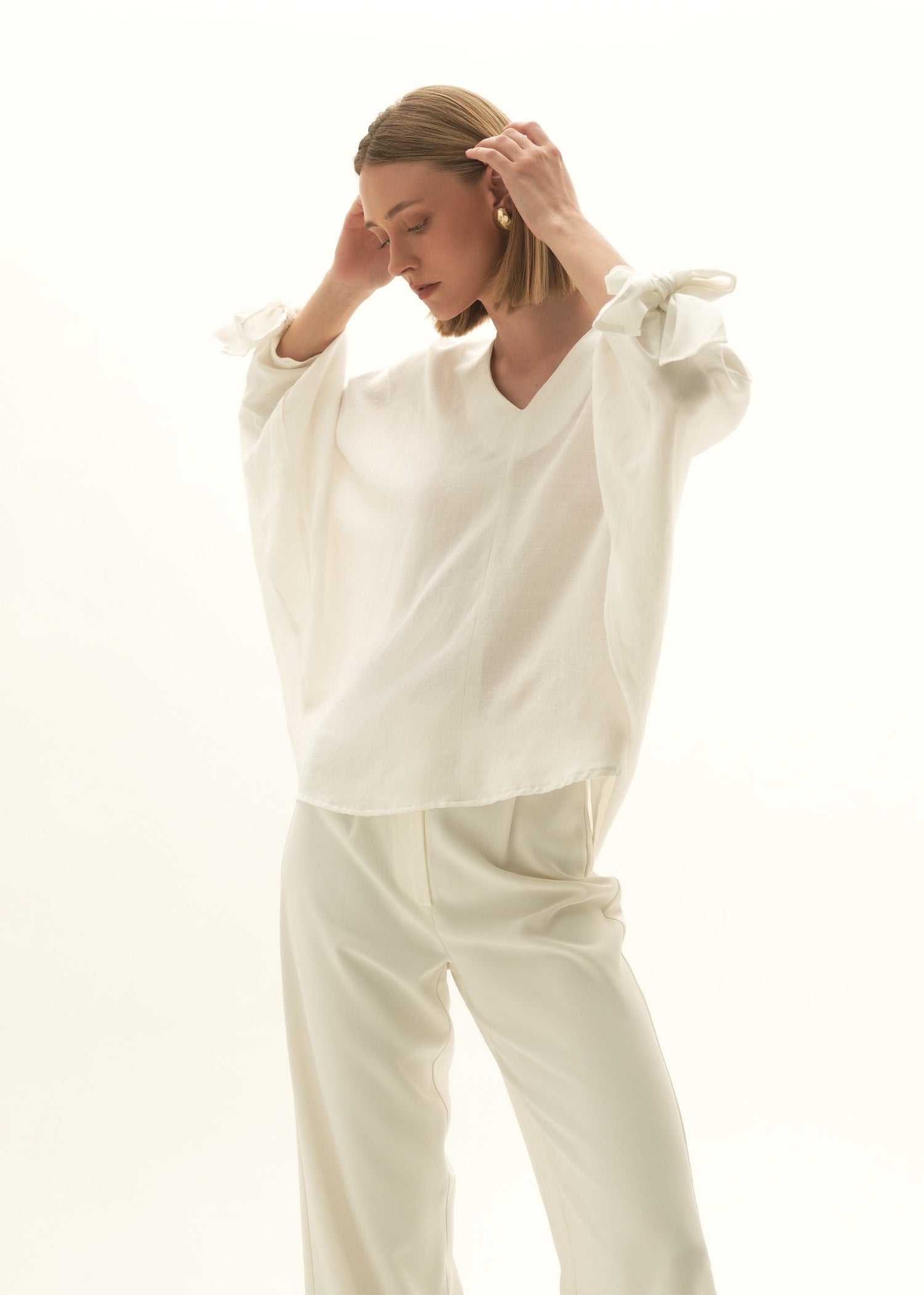 NishatUK - White Solids  Polyester 1-piece ready to wear Top