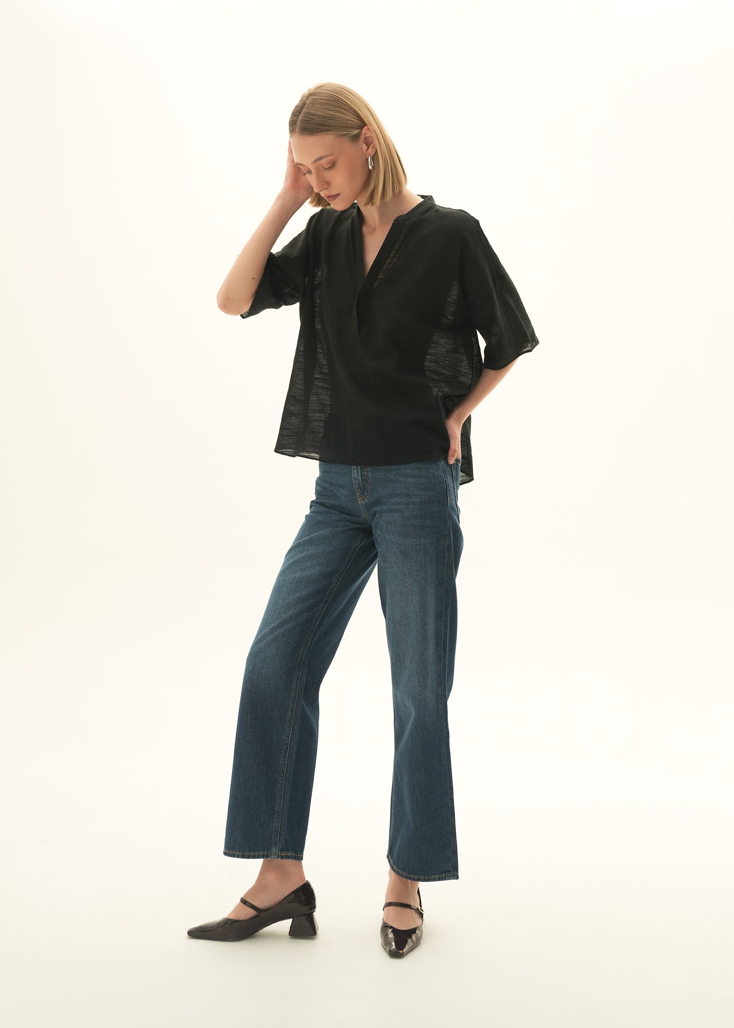 NishatUK - Black Solids Cotton 1-piece ready to wear Blouse